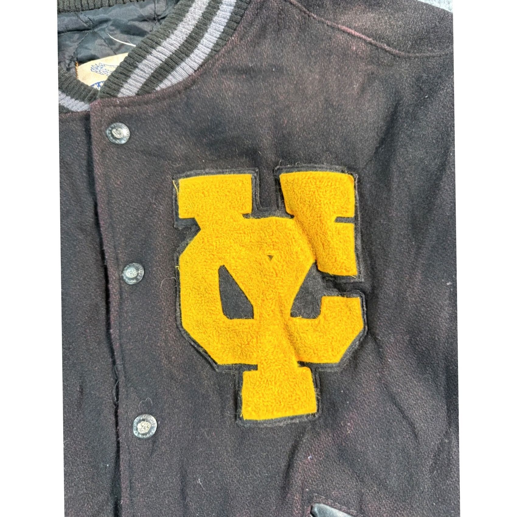 Logo 7 VINTAGE Excelled Jacket Mens L Embroidered Logo Leather Sleeves Wool Striped 70s Varsity Button Snap Mens Size US L / EU 52-54 / 3 - 5 Thumbnail