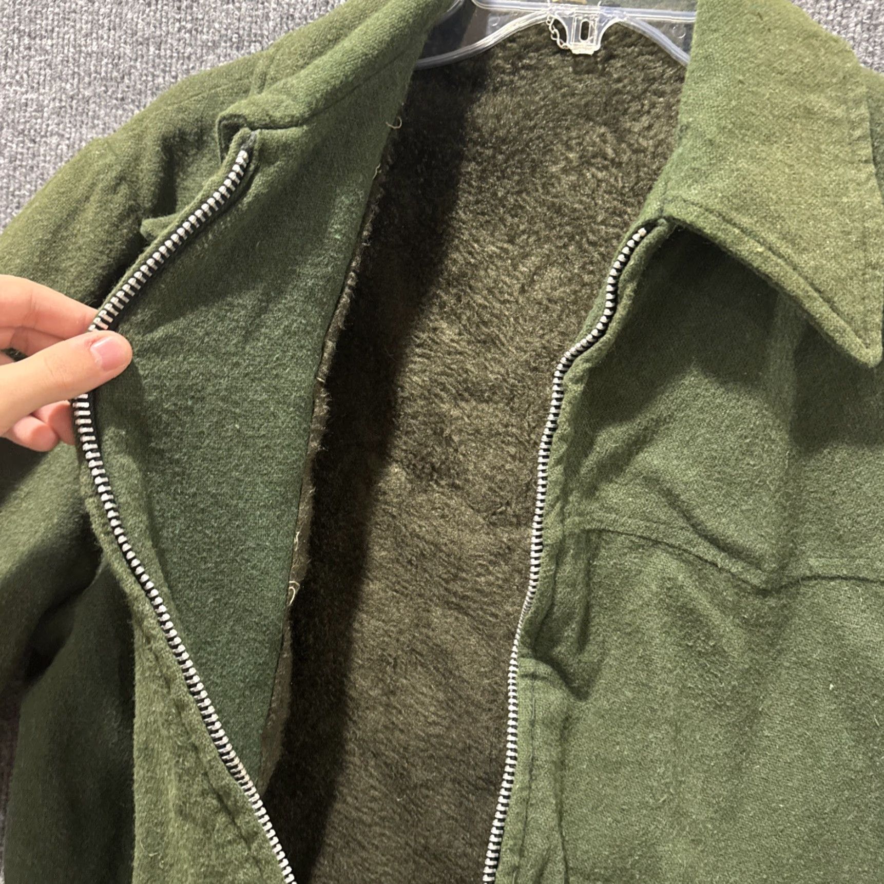 Vintage VINTAGE Robin Samson Hunting Jacket Green Fur Lined Zipper Men’s 42 Jacket 60s 70s Size US XS / EU 42 / 0 - 7 Thumbnail