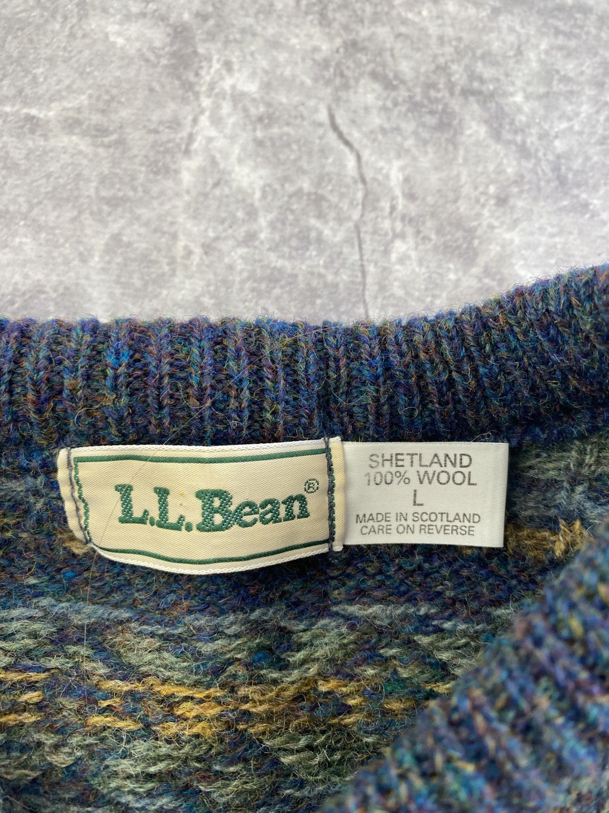 L.L. Bean L.L.Bean Fair Isle Shetland 100% Wool Sweater Size: L Size US L / EU 52-54 / 3 - 2 Thumbnail