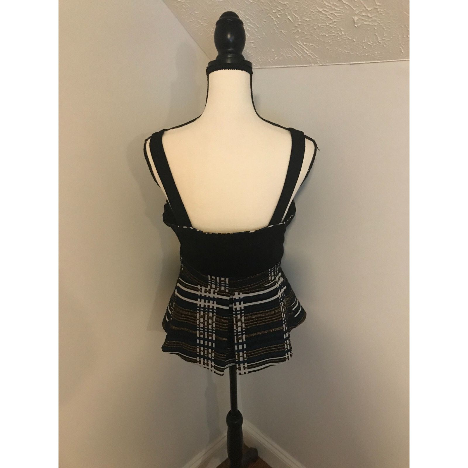 Anthropologie Anthropologie Deletta Nathalie Plaid Metallic Peplum Tank Size M / US 6-8 / IT 42-44 - 3 Thumbnail