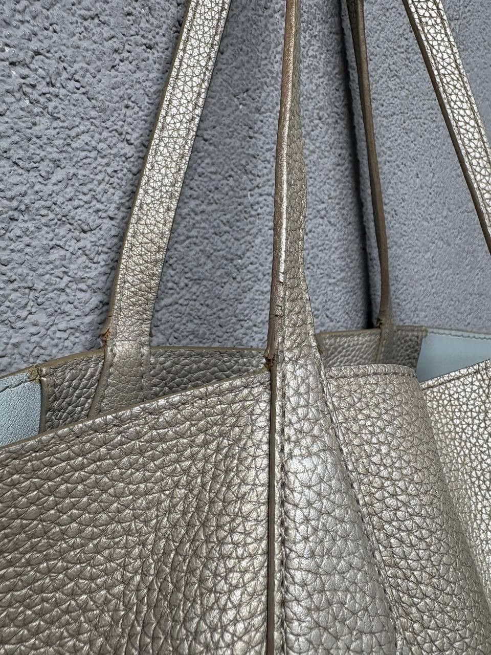 Tory Burch Tory Burch Metallic Grey Leather Perry Tote Size ONE SIZE - 6 Thumbnail