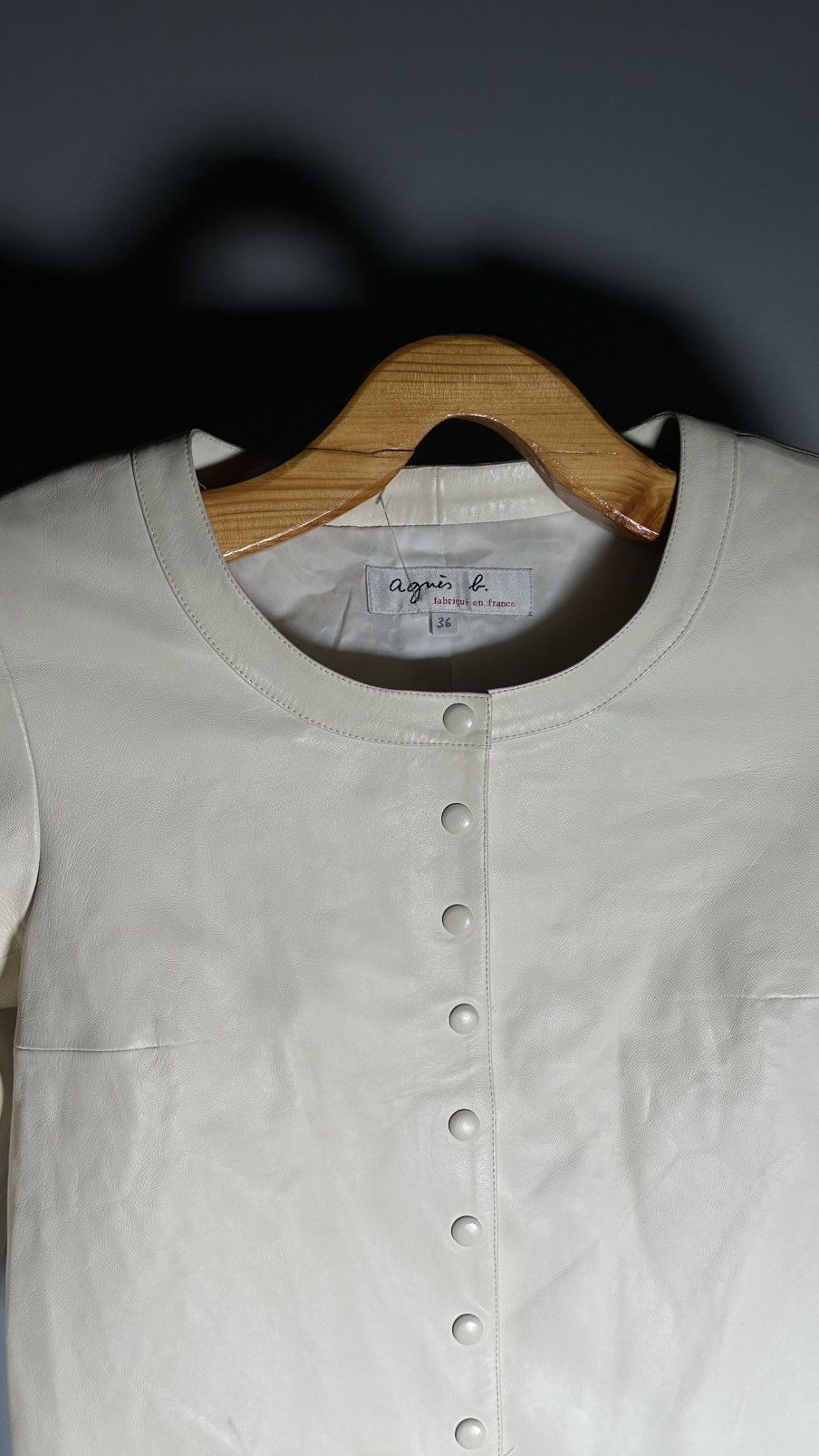 agnes b. agnes b. pression leather cardigan blouson jacket cream Size XS / US 0-2 / IT 36-38 - 5 Thumbnail