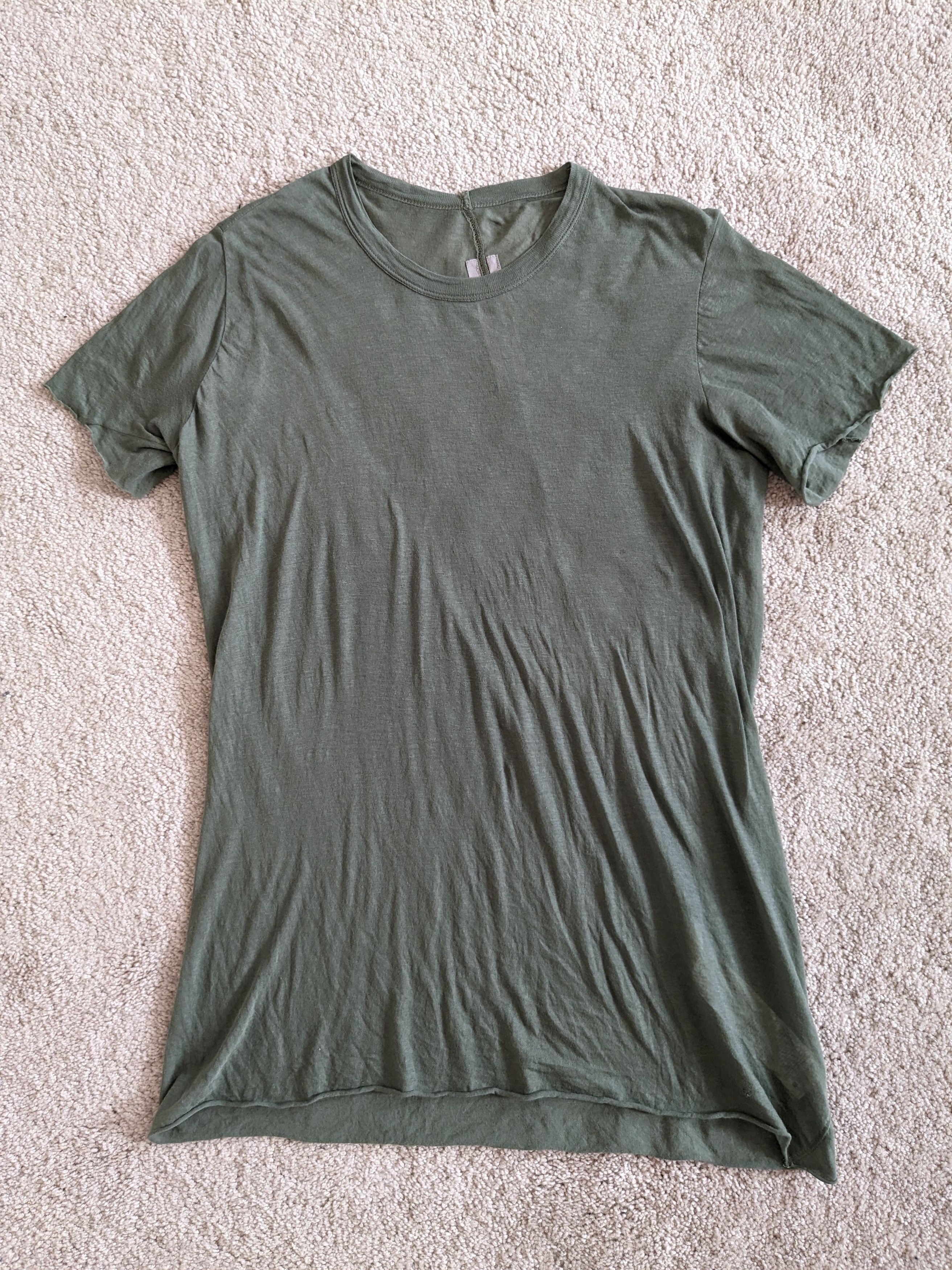 image of Rick Owens Basic Short Sleeve Cotton Tee in Moss, Men's (Size Small)