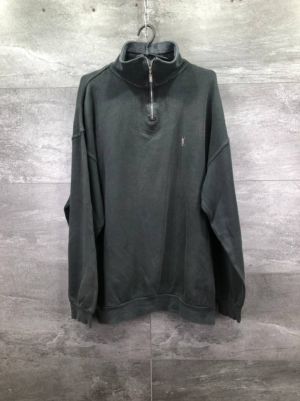 Pre-owned Vintage Yves Saint Laurent Half Zip Sweater Y2k In Dark Grey