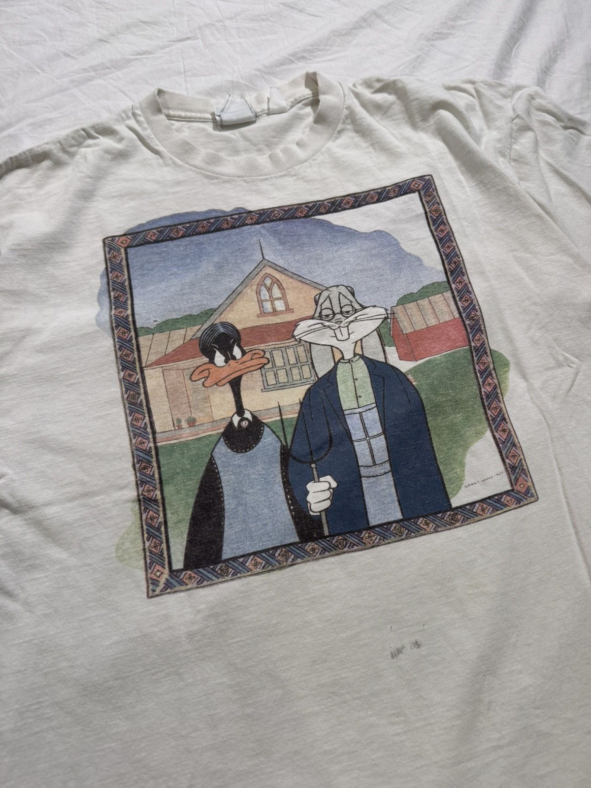 Cartoon Network Vintage 90s Looney Tunes American Gothic Art Tee Rare Size US XL / EU 56 / 4 - 3 Thumbnail