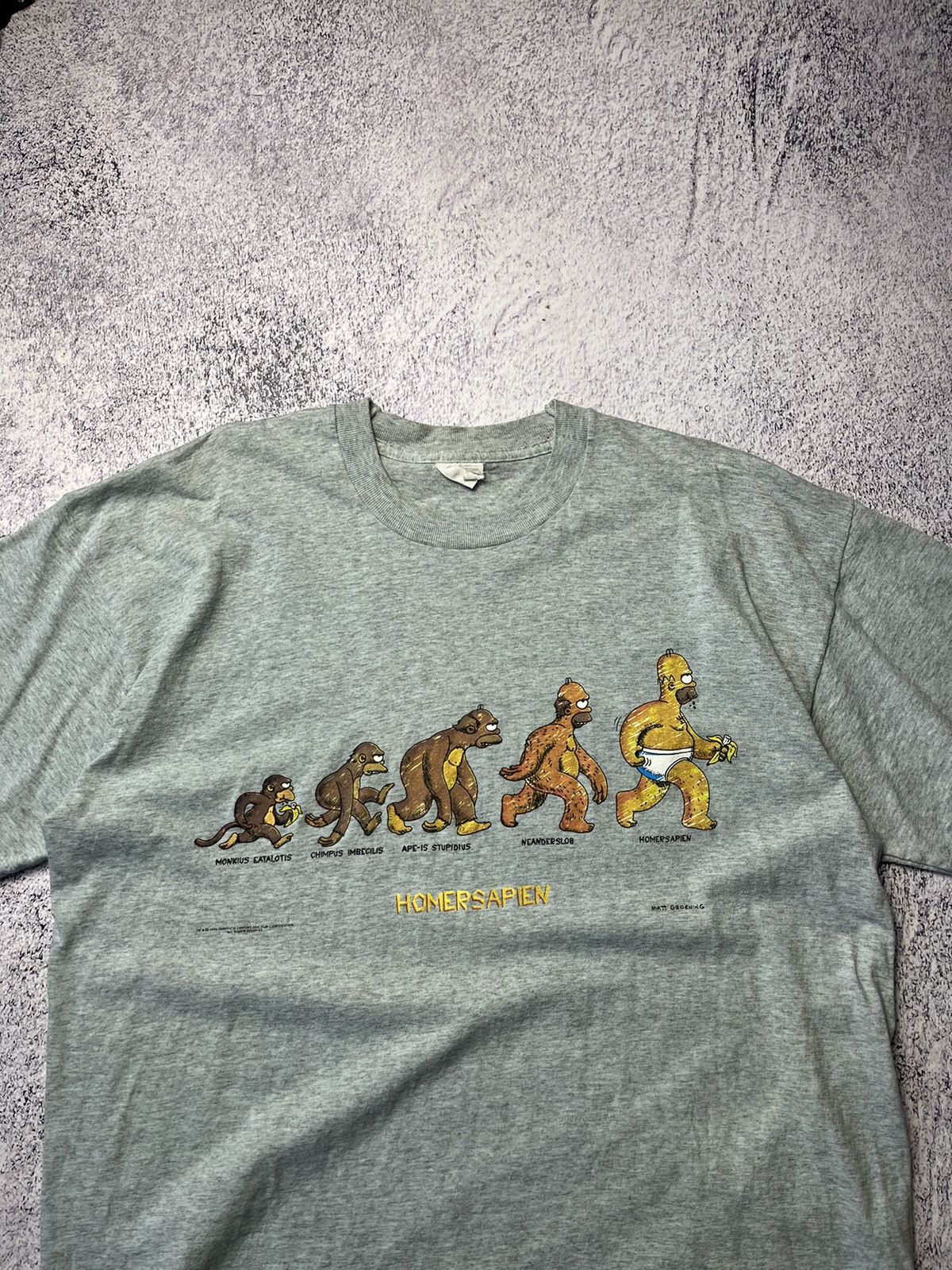 Cartoon Network Vintage 1999 Homer Simpson Evolution T- Shirt Homersapien Size US L / EU 52-54 / 3 - 4 Thumbnail