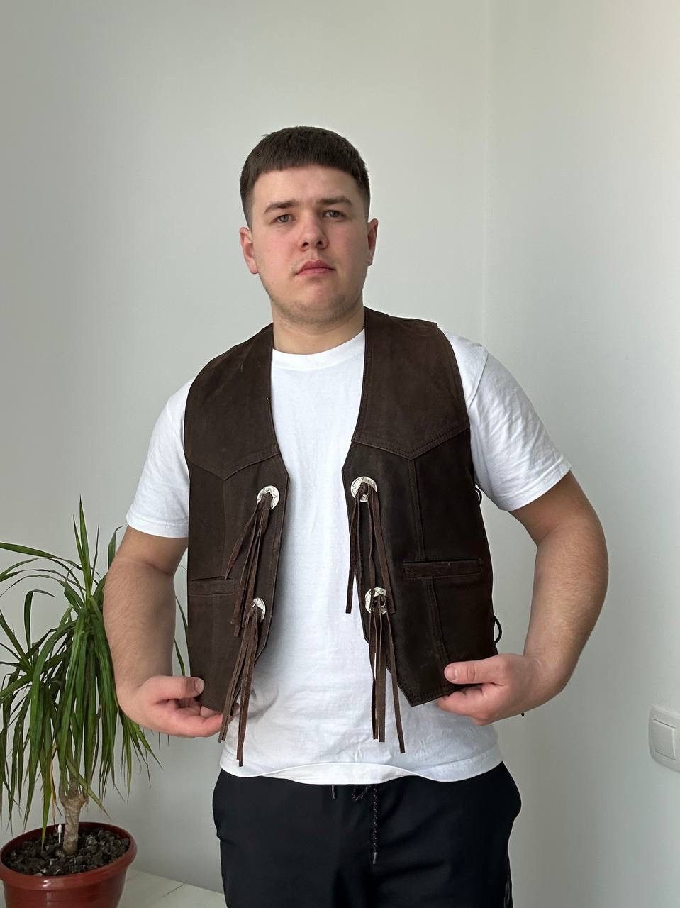 Genuine Leather × Vintage Vintage Genuine Leather Brown Cowboy West Jacket Size US M / EU 48-50 / 2 - 8 Thumbnail