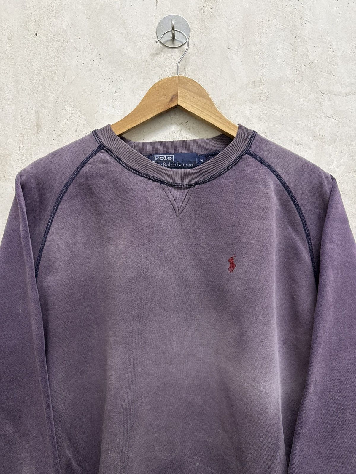 Polo Ralph Lauren Sun Faded Polo Ralph Lauren Small Pony Distressed Crewneck Size US M / EU 48-50 / 2 - 2 Thumbnail