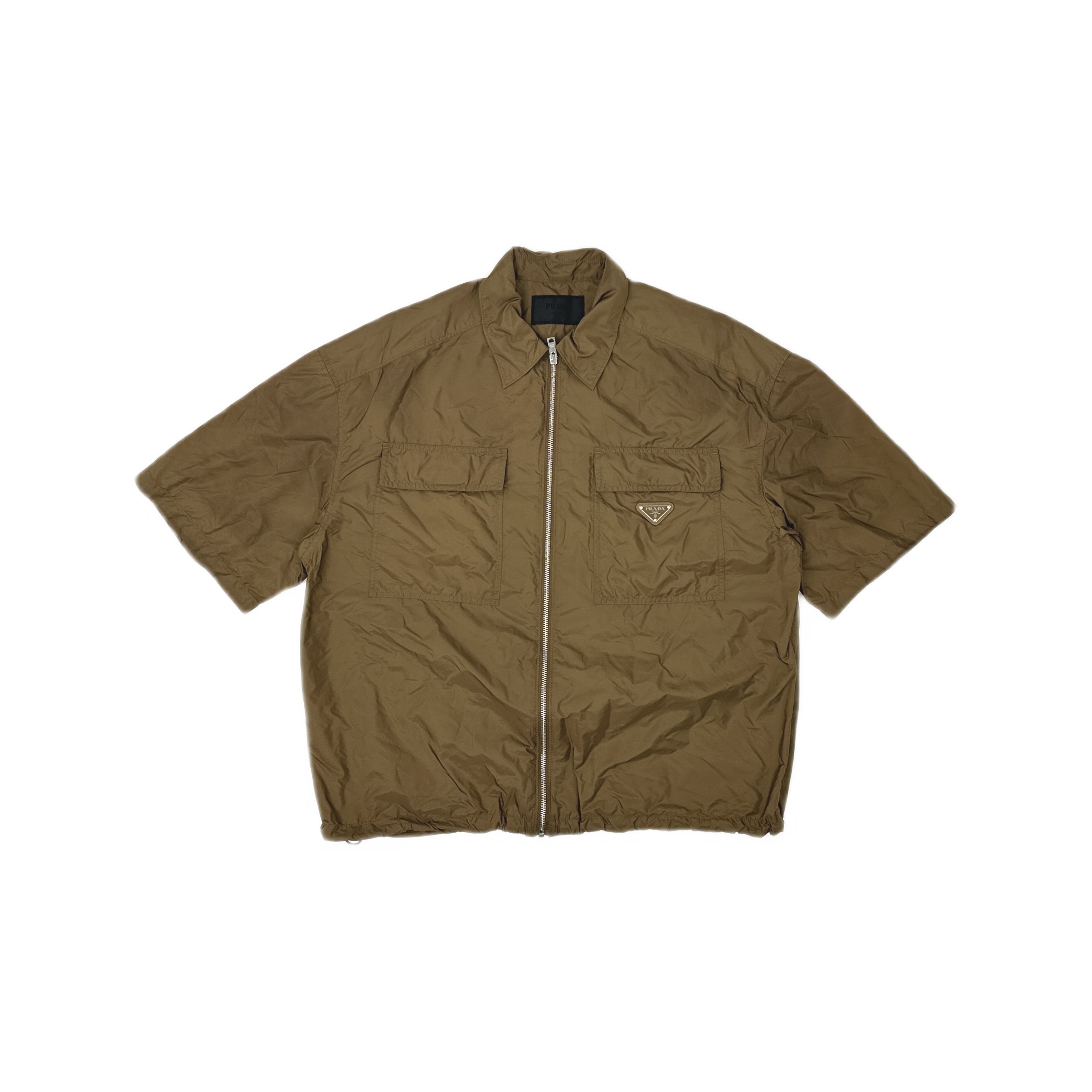 Prada Prada Re-Nylon Zip Short Sleeve Shirt Brown Size M Size US M / EU 48-50 / 2 - 1 Thumbnail