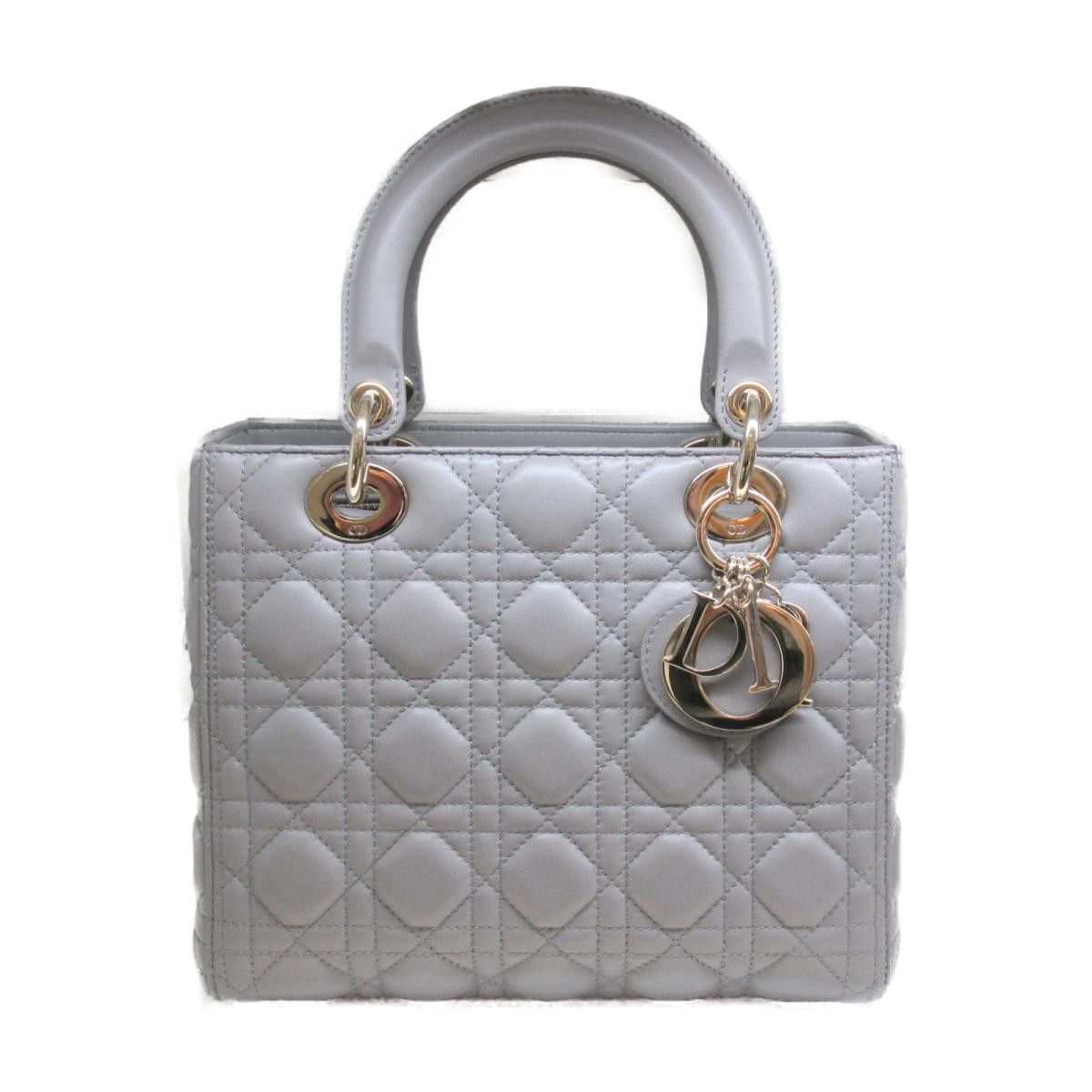 image of Christian Dior Shoulder Bag Lambskin Gray in Black, Women's