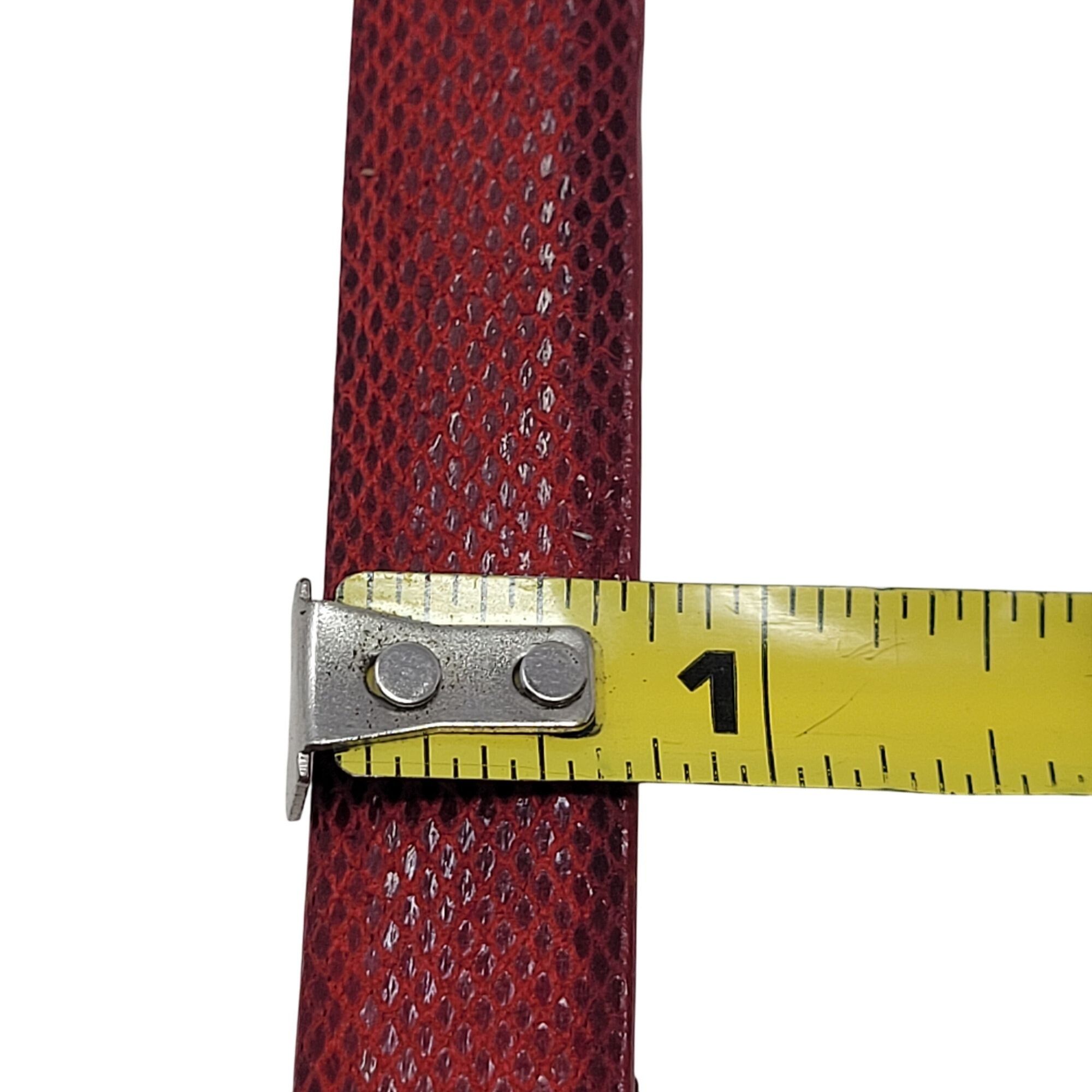 Vintage Vtg 80s Red Snake Python Embossed Skinny Leather Cincher Bel Size ONE SIZE - 5 Thumbnail