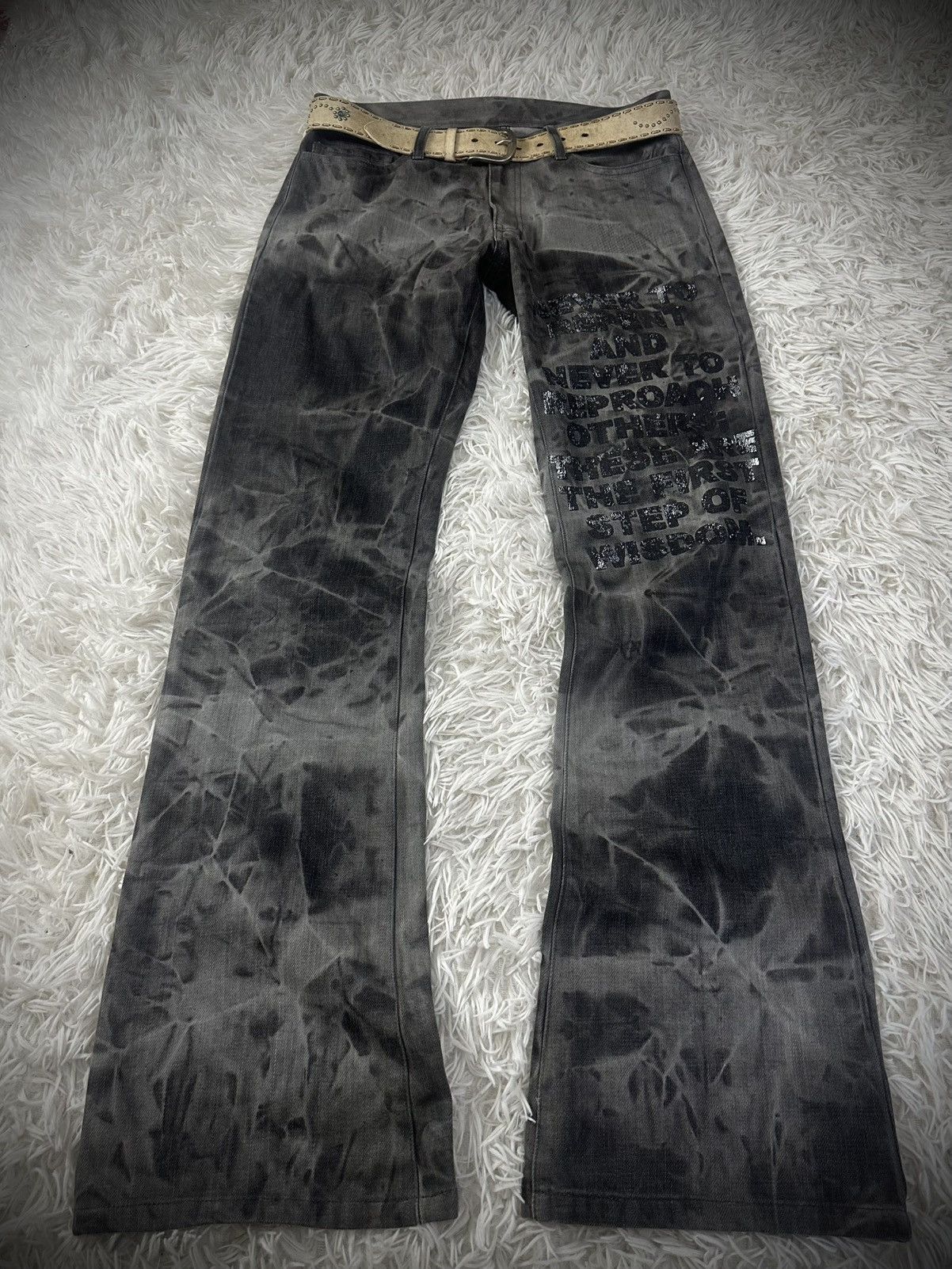 Japanese Brand 💥rare💥edge rupert flare punk distressed denim jeans Size US 31 - 1 Thumbnail