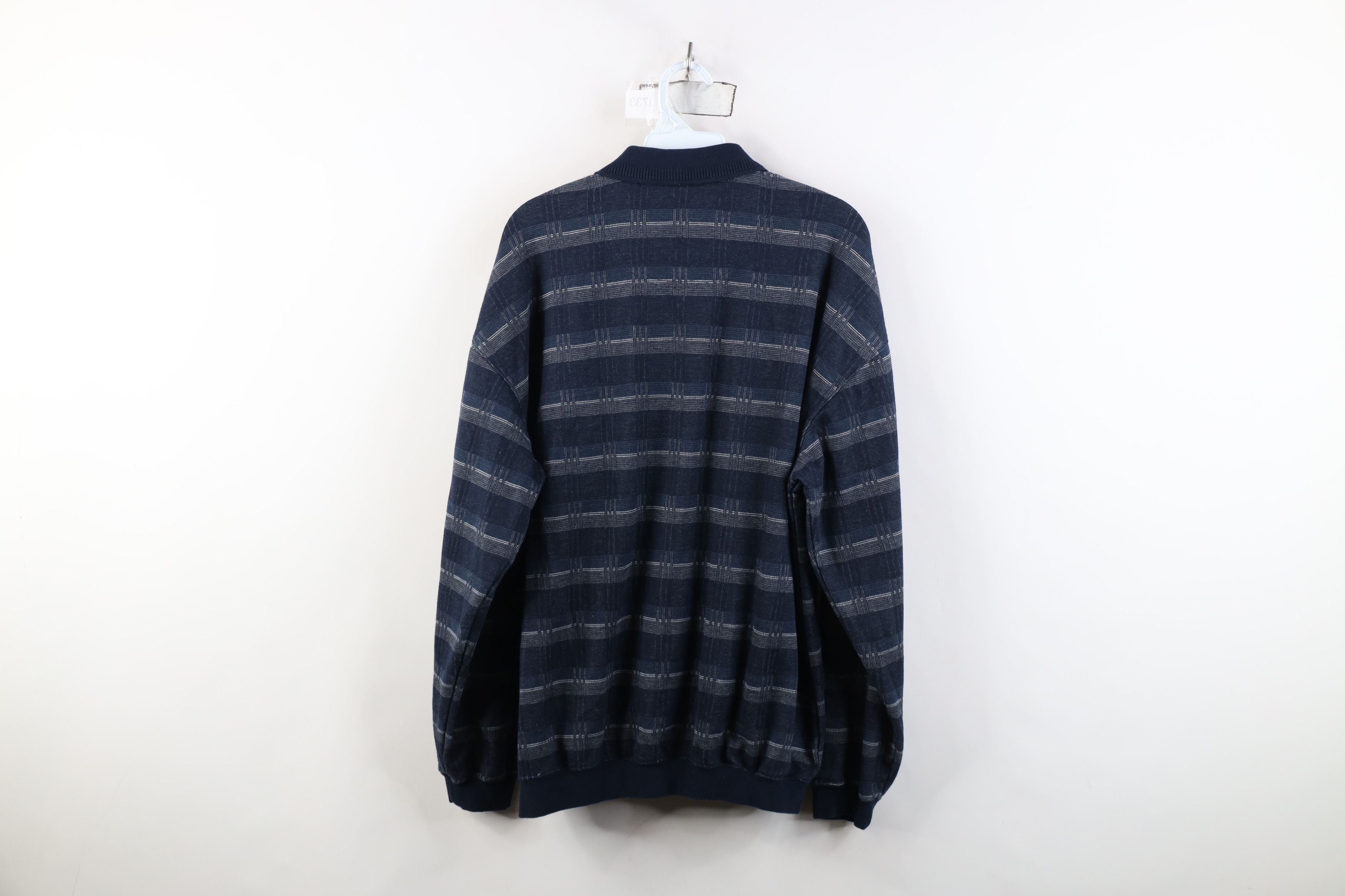 Vintage Vintage 90s Streetwear Knit Collared Long Sleeve Polo Blue Size US XL / EU 56 / 4 - 9 Thumbnail