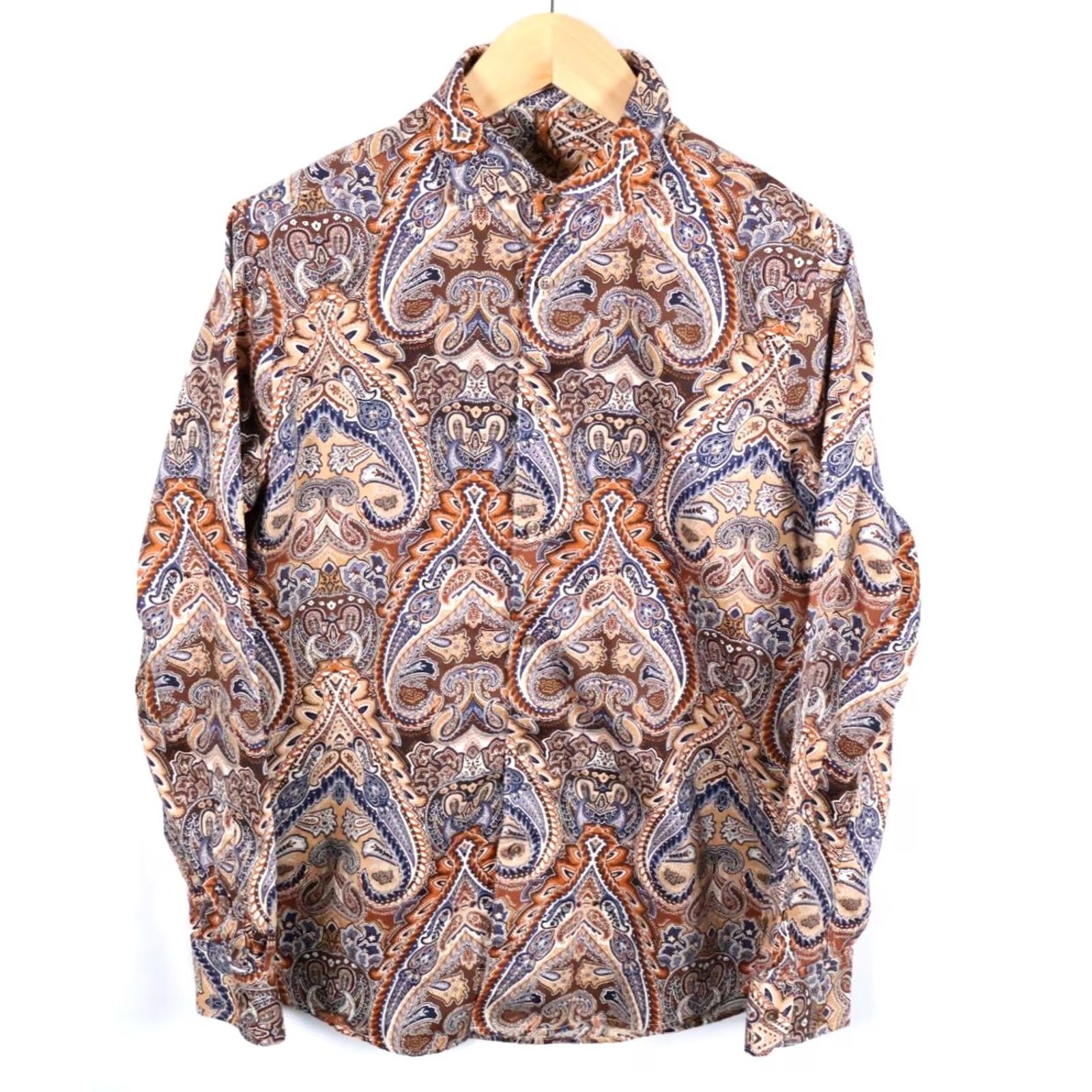 Tasso Elba Tasso Elba Paisley Shirt Men's Large Brown Blue Tapestry Boho Hippie Cotton Size US L / EU 52-54 / 3 - 2 Thumbnail