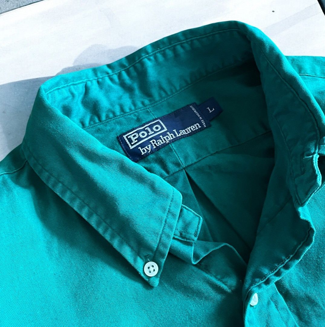 Polo Ralph Lauren × Vintage Vintage oversized Polo Ralph Lauren Pony Logo Green Shirt Size US L / EU 52-54 / 3 - 3 Thumbnail