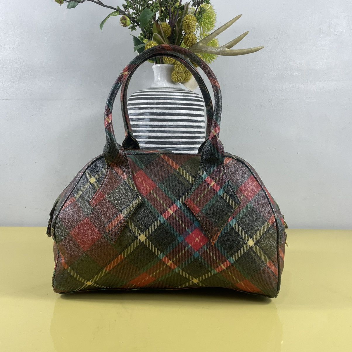 Vivienne Westwood VIVIENNE WESTWOOD TARTAN LEATHER VINYL BOWLER BAG Size ONE SIZE - 3 Thumbnail