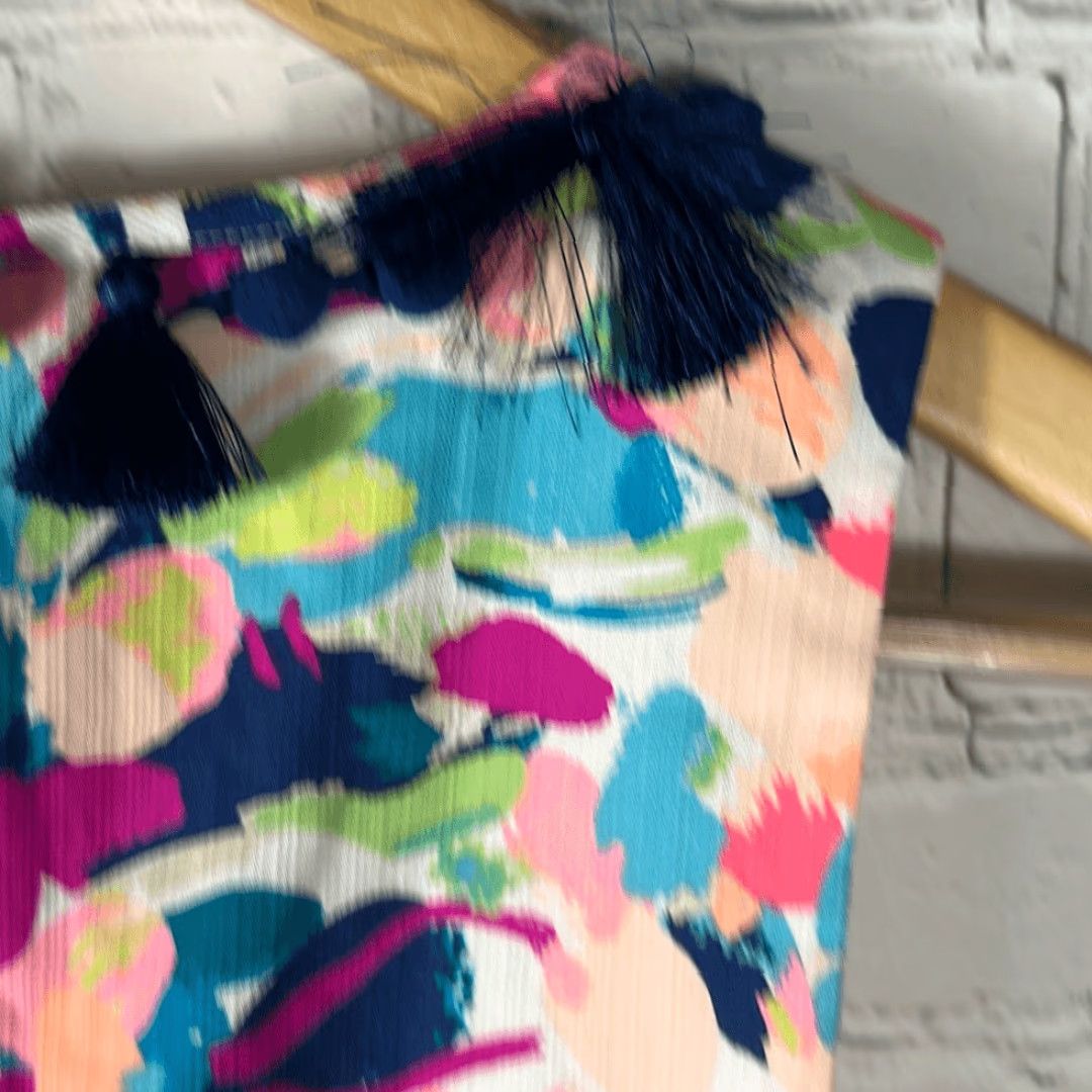 Lilly Pulitzer VINTAGE Lilly Pulitzer Cabrey Shift Dress MULTI PINA COLADA CLUB Pink Navy Size 4 Womens Midi Shift Dress 32" Length Size S / US 4 / IT 40 - 5 Thumbnail