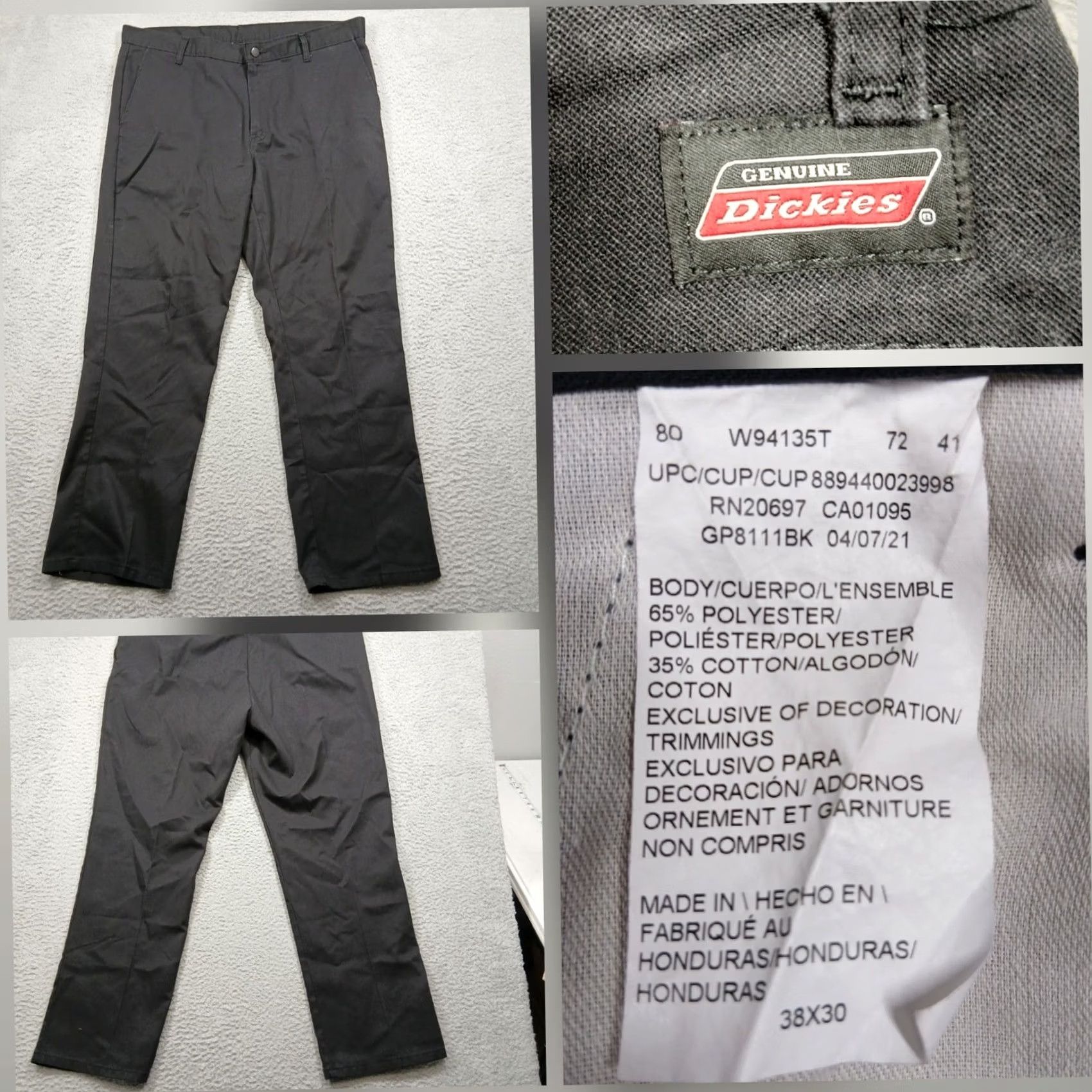 Dickies Dickies Work Pants Mens 38x30 Black Genuine Poly Cotton Blend Size US 38 / EU 54 - 2 Thumbnail