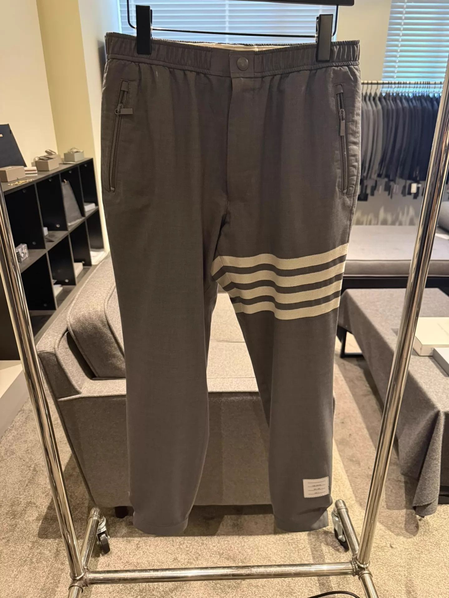 Thom Browne Thom Browne 4-Bar Mid Gray Wool Track Pants Size 2 Size US 32 / EU 48 - 1 Thumbnail