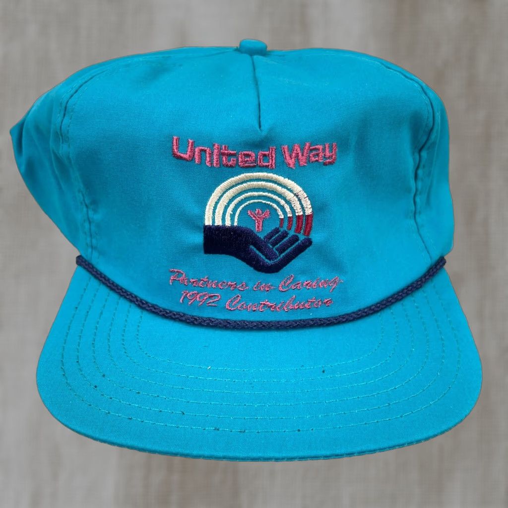 Vintage VINTAGE United Way Trucker Hat Cap Made In USA 90s Teal Blue Rope Snapback Mens Size ONE SIZE - 1 Thumbnail