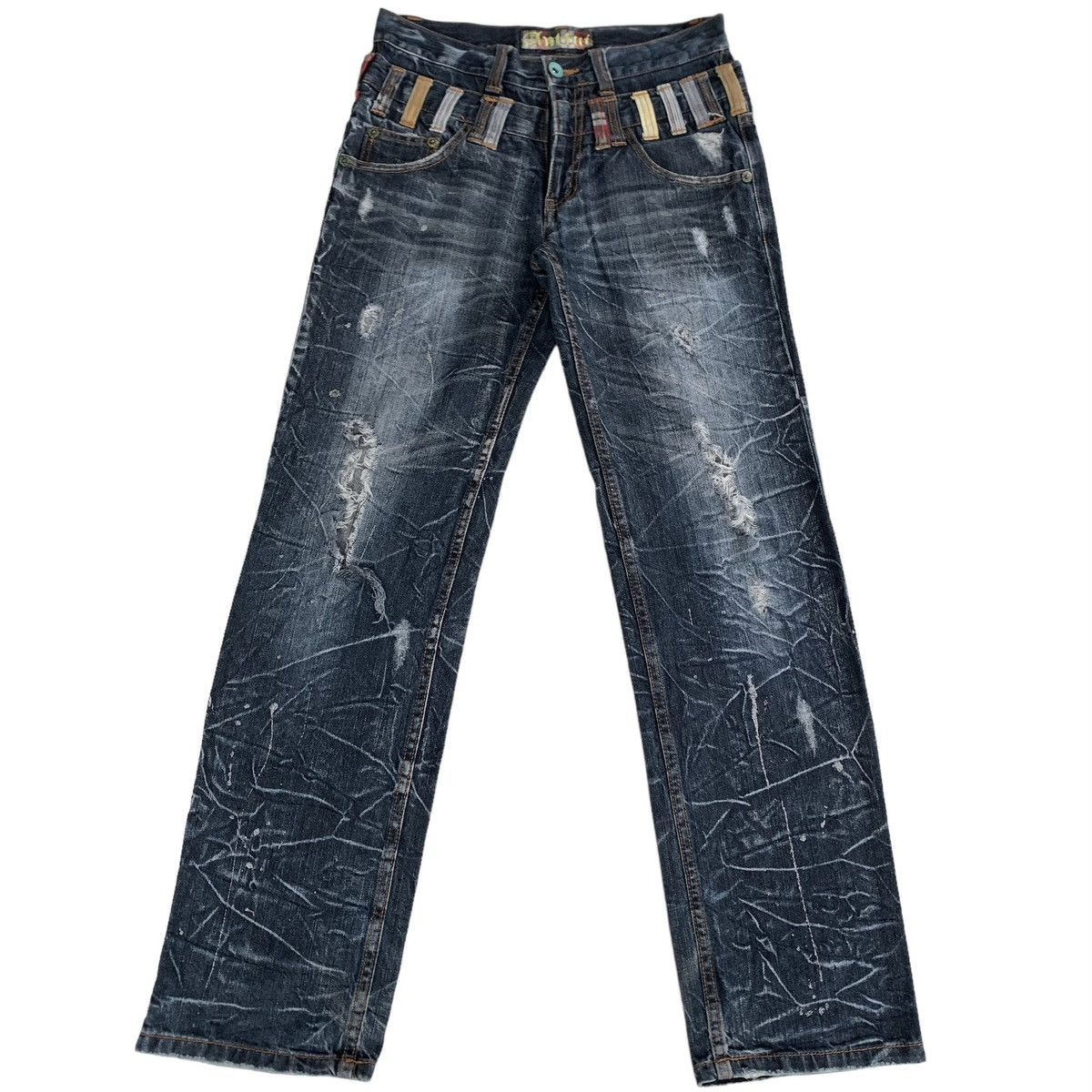 Japanese Brand Rare Japanese Brand Double Waist Splatter Distressed Jeans Size US 30 / EU 46 - 5 Thumbnail
