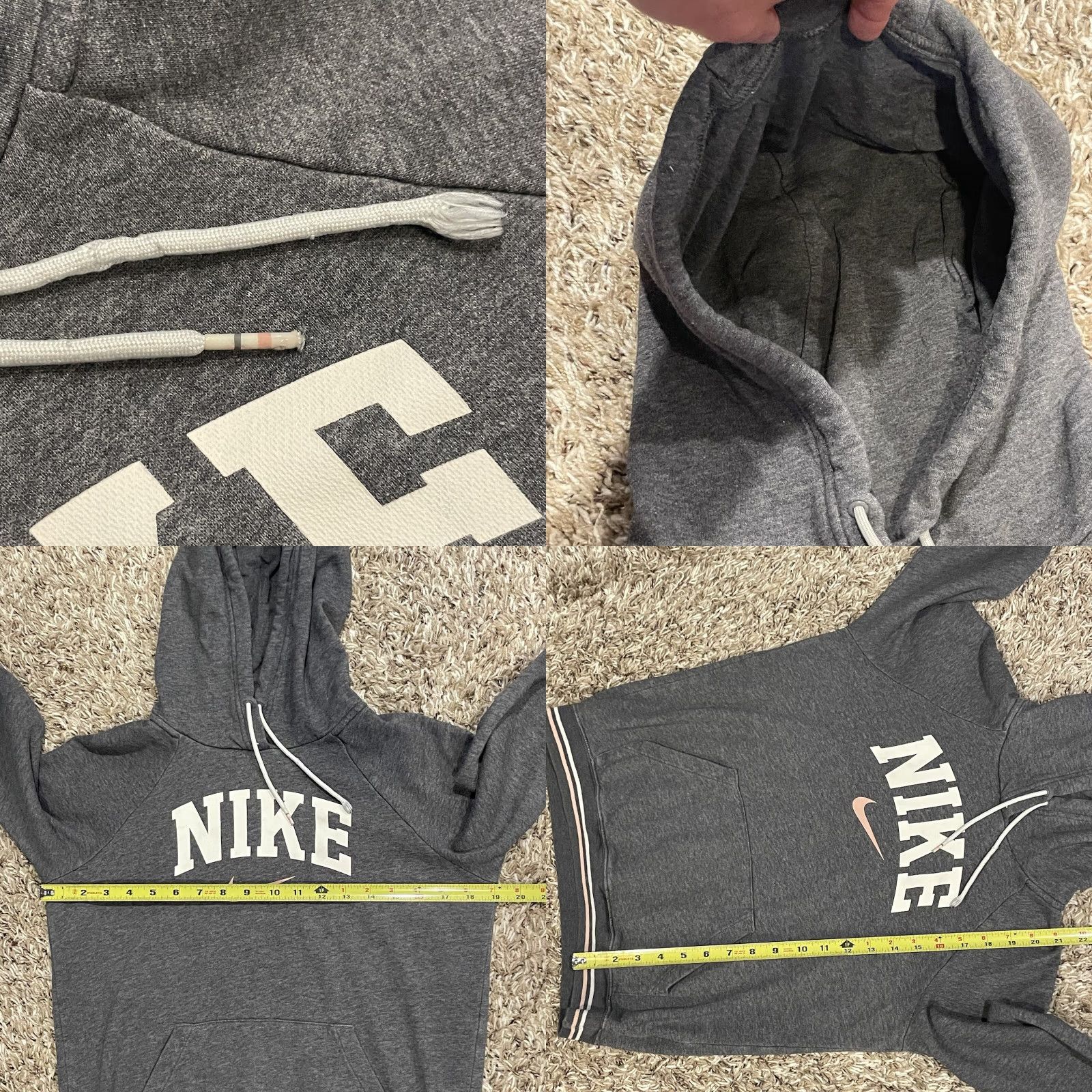 Nike Nike Sportswear Hoodie Women XS Gray Nike Swoosh Varsity Pullover Long Sleeve Hooded Pockets Easy Care All Seasons Size XS / US 0-2 / IT 36-38 - 8 Thumbnail