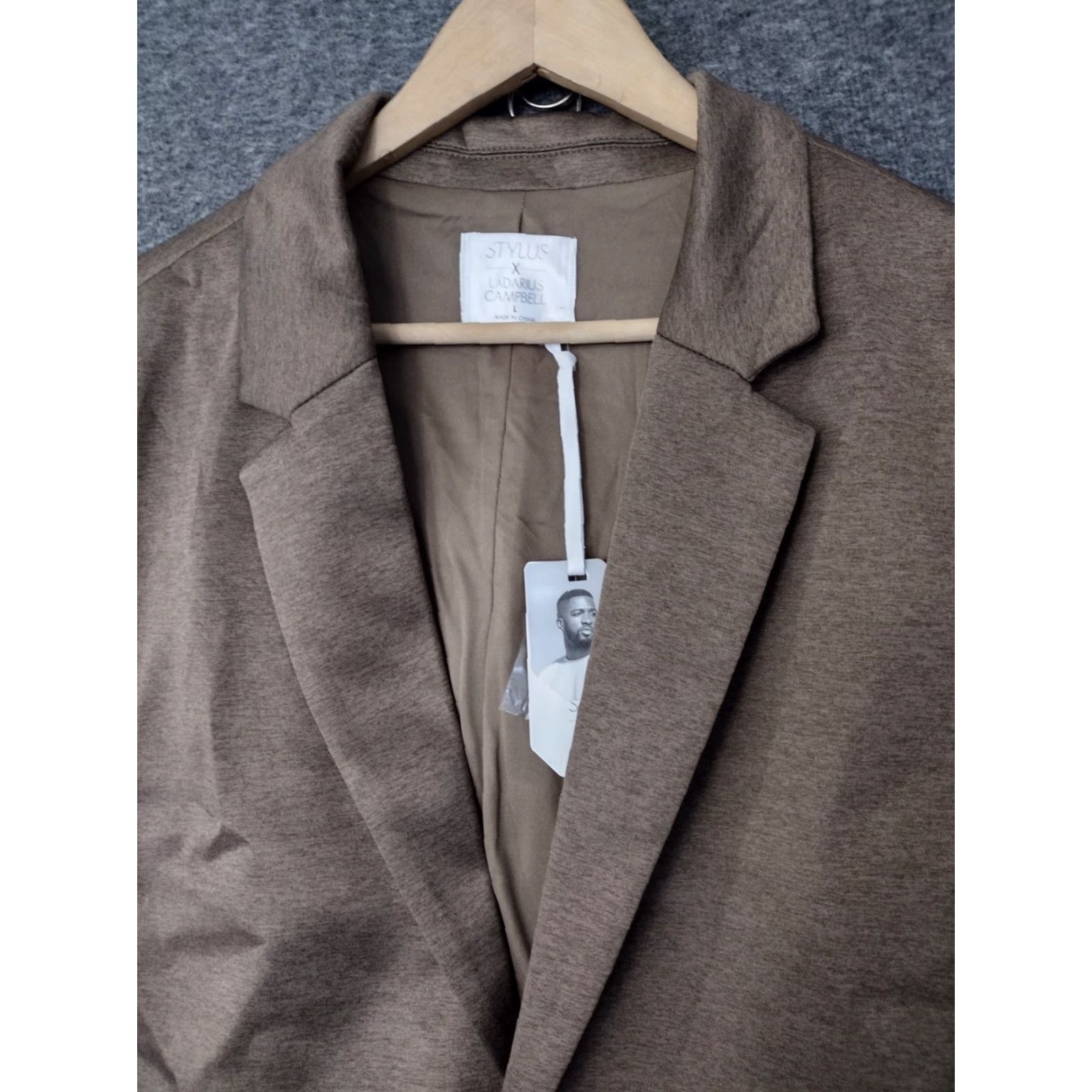 Vintage Stylus X LaDarius Campbell Blazer Jacket Regular 42 in Heather Warm Sand Men L Size 42R - 3 Thumbnail