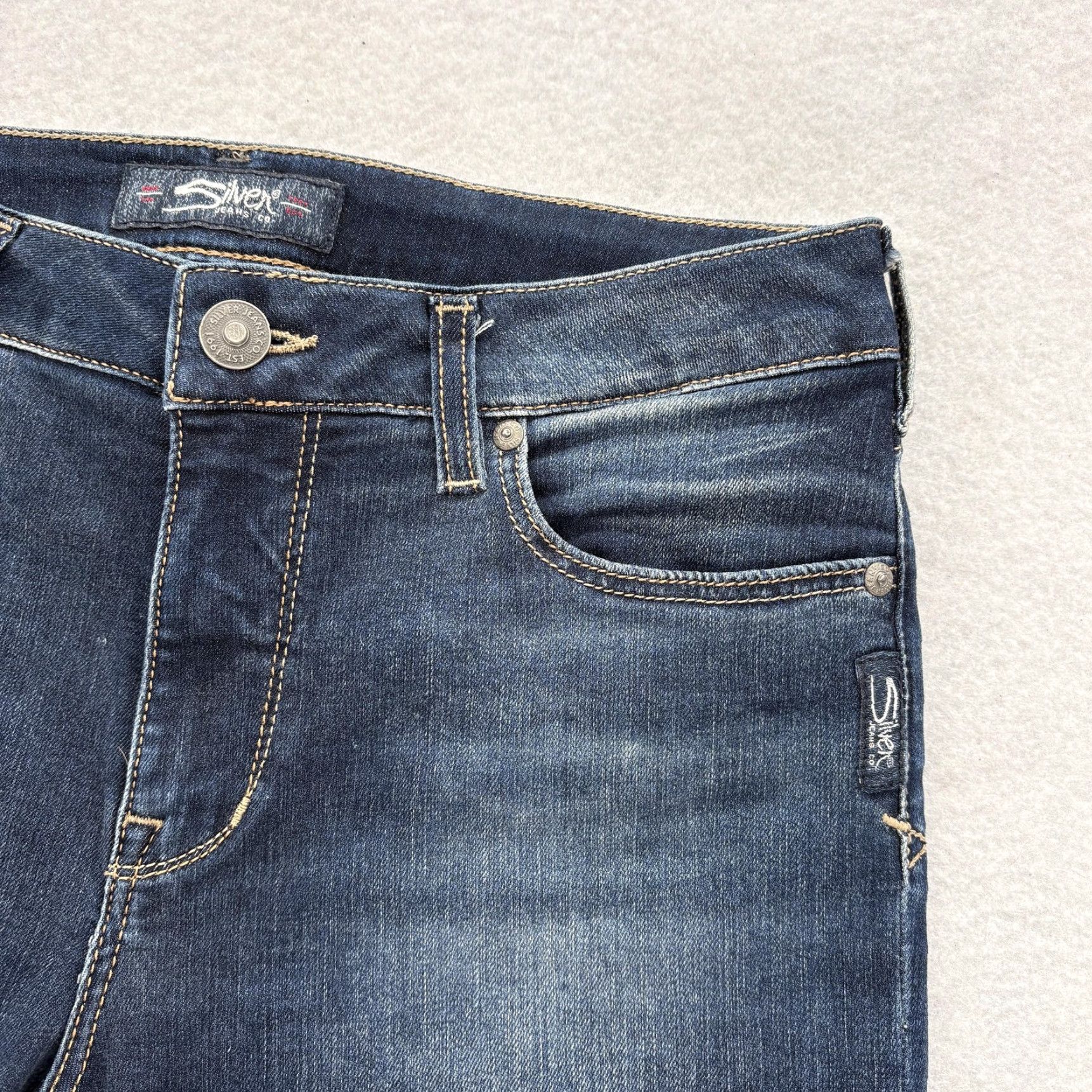 Silver Jeans Co. Silver Jeans Womens Skinny Denim 29x29 Dark Wash Bleecker Stretch Grunge Rock Size 29" - 4 Thumbnail