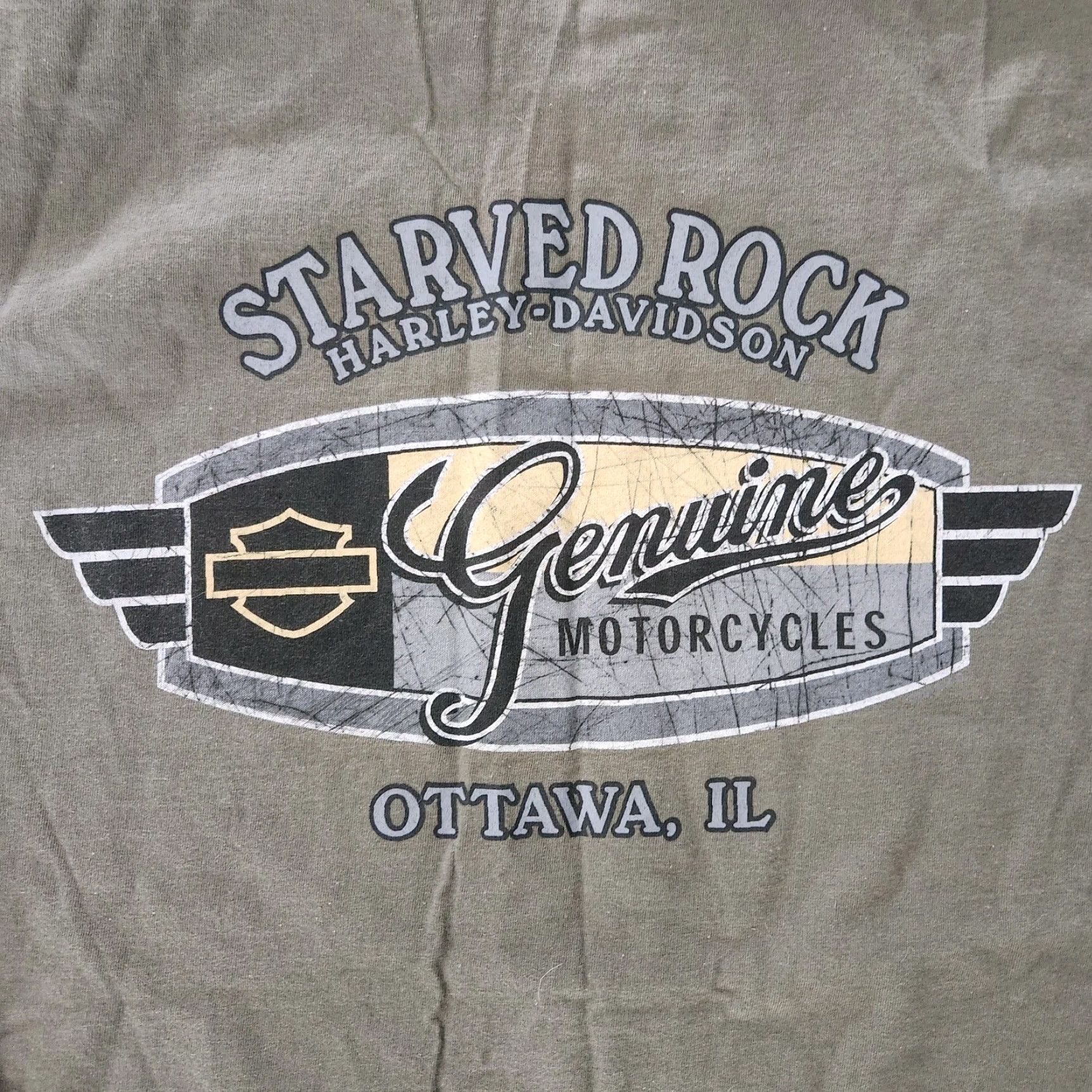 Harley Davidson Harley-Davidson T Shirt Tee Mens Large Gray Double Sided Ottawa Illinois Dealer Size US L / EU 52-54 / 3 - 4 Thumbnail