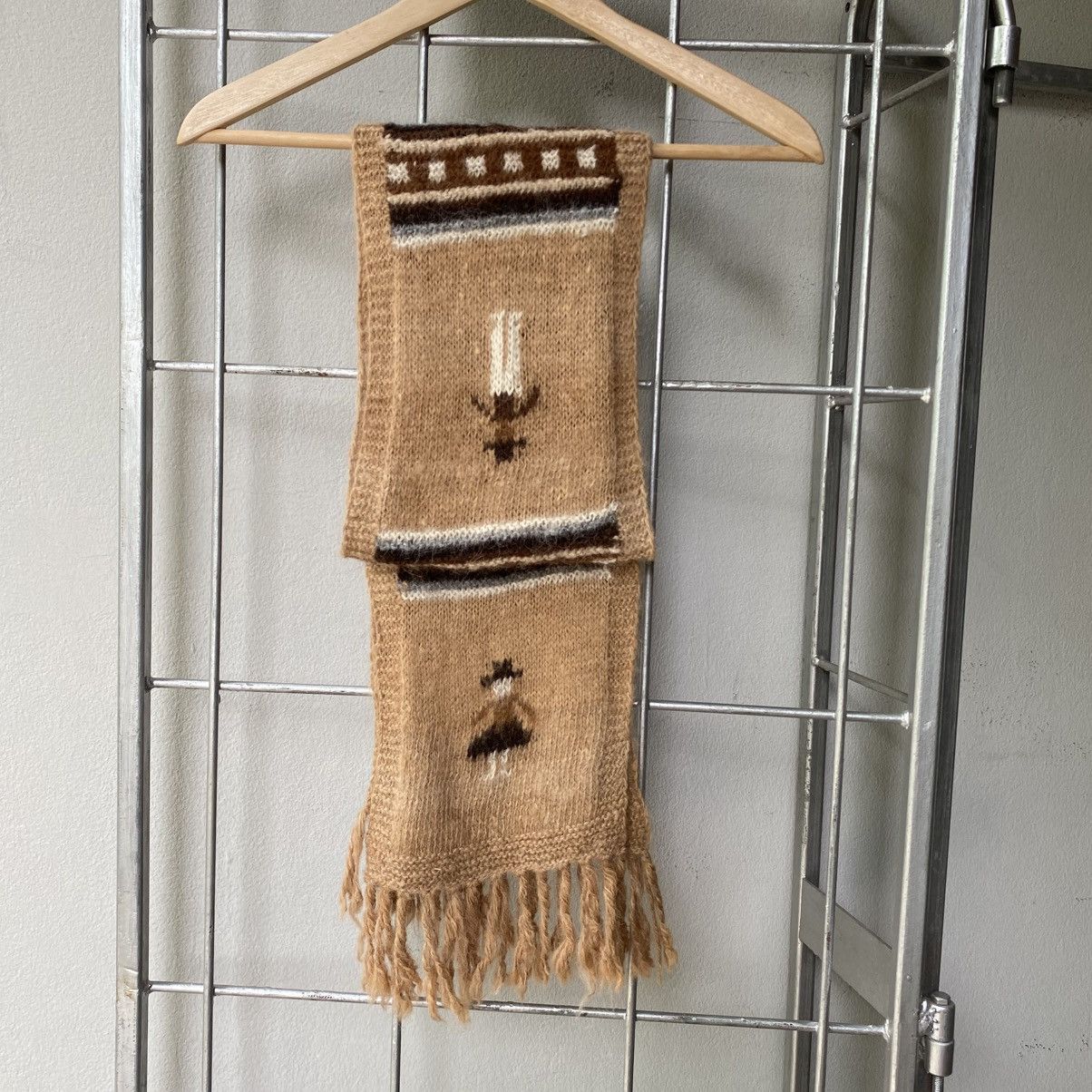 Designer × Japanese Brand Camel Brown Alpaca Pattern Scarf Size ONE SIZE - 3 Thumbnail