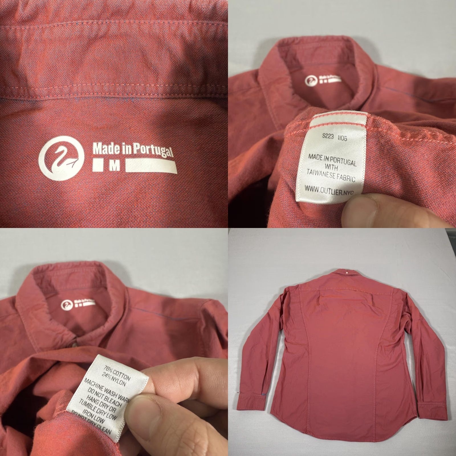 Outlier Outlier Shirt Mens M Red Chambray Long Sleeve Button-Up Slim Casual Shirt Size US M / EU 48-50 / 2 - 9 Thumbnail