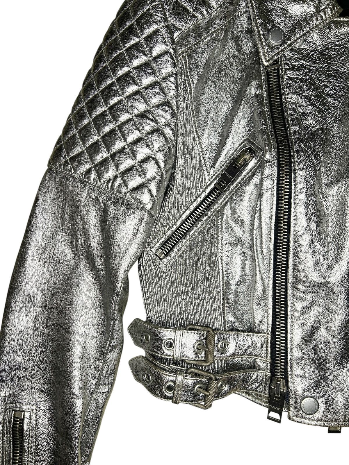Burberry Prorsum S/S 11 Silver Quilted Moto Jacket Size M / US 6-8 / IT 42-44 - 6 Thumbnail