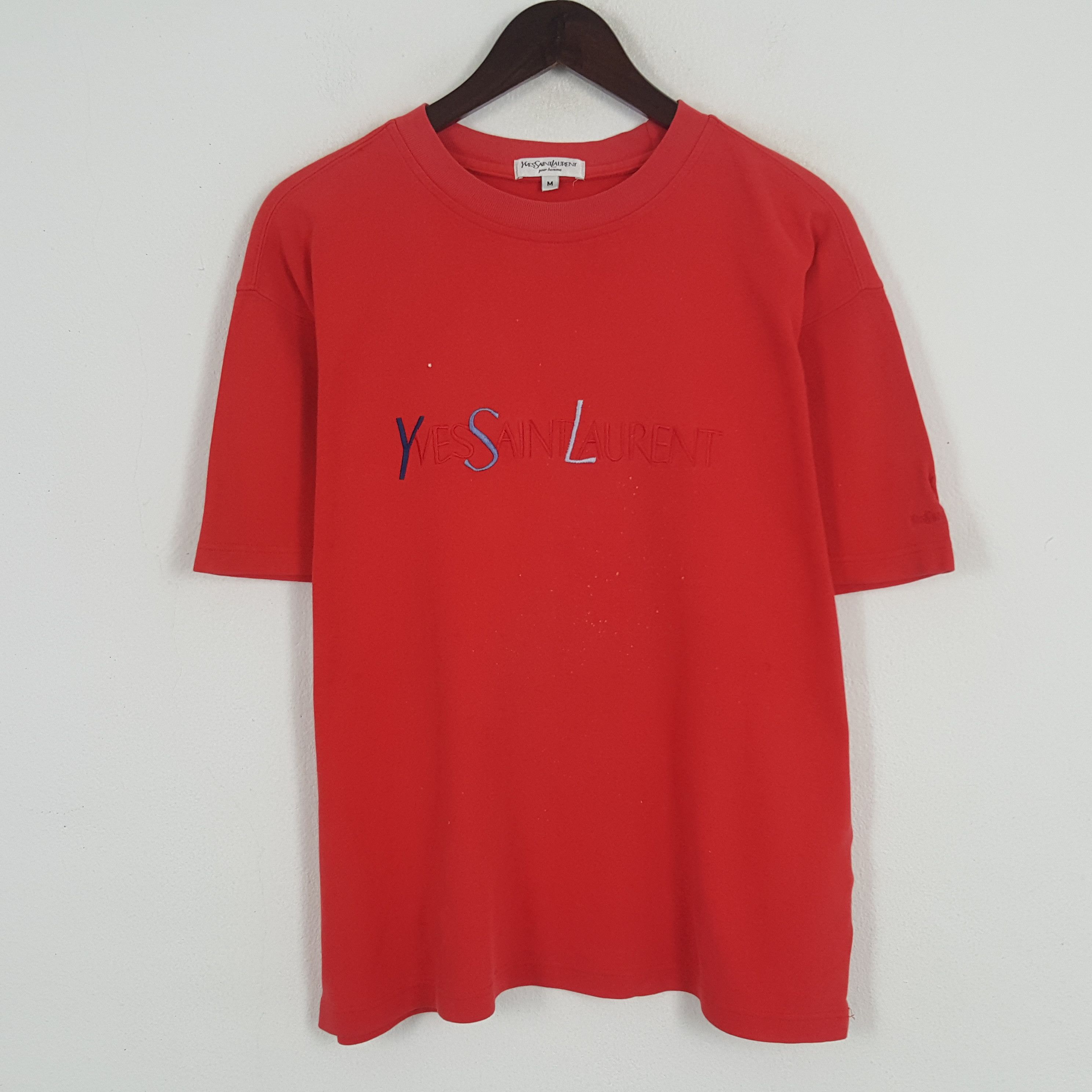 Vintage × Yves Saint Laurent Vintage Yves Saint Laurent Spell Out Tshirt Size US L / EU 52-54 / 3 - 1 Thumbnail