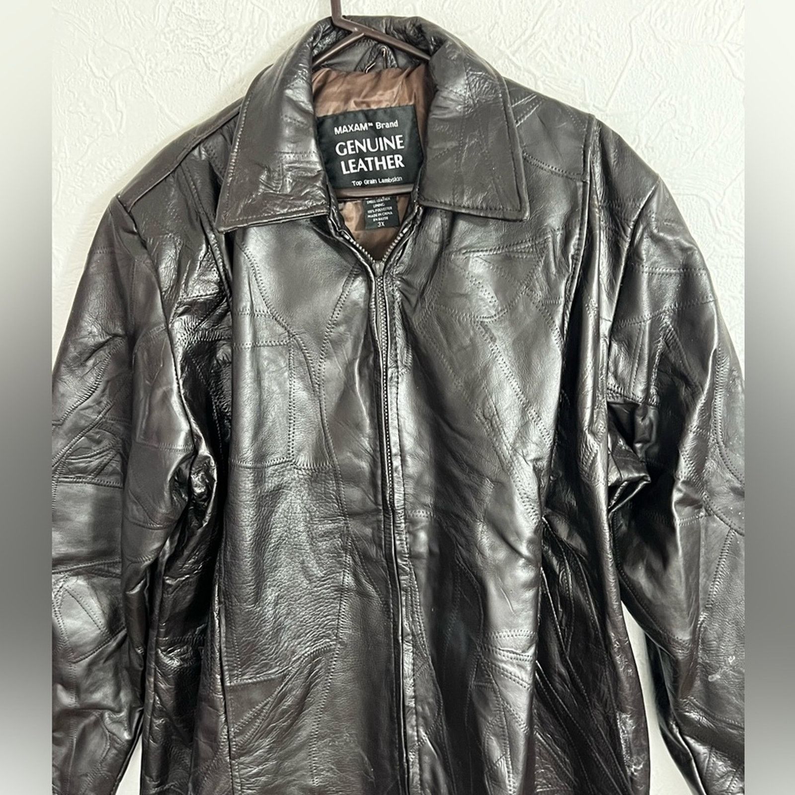 Vintage Maxam Leather Italian Mosaic Top Grain Lambskin Jacket 3XL Size US XXL / EU 58 / 5 - 3 Thumbnail