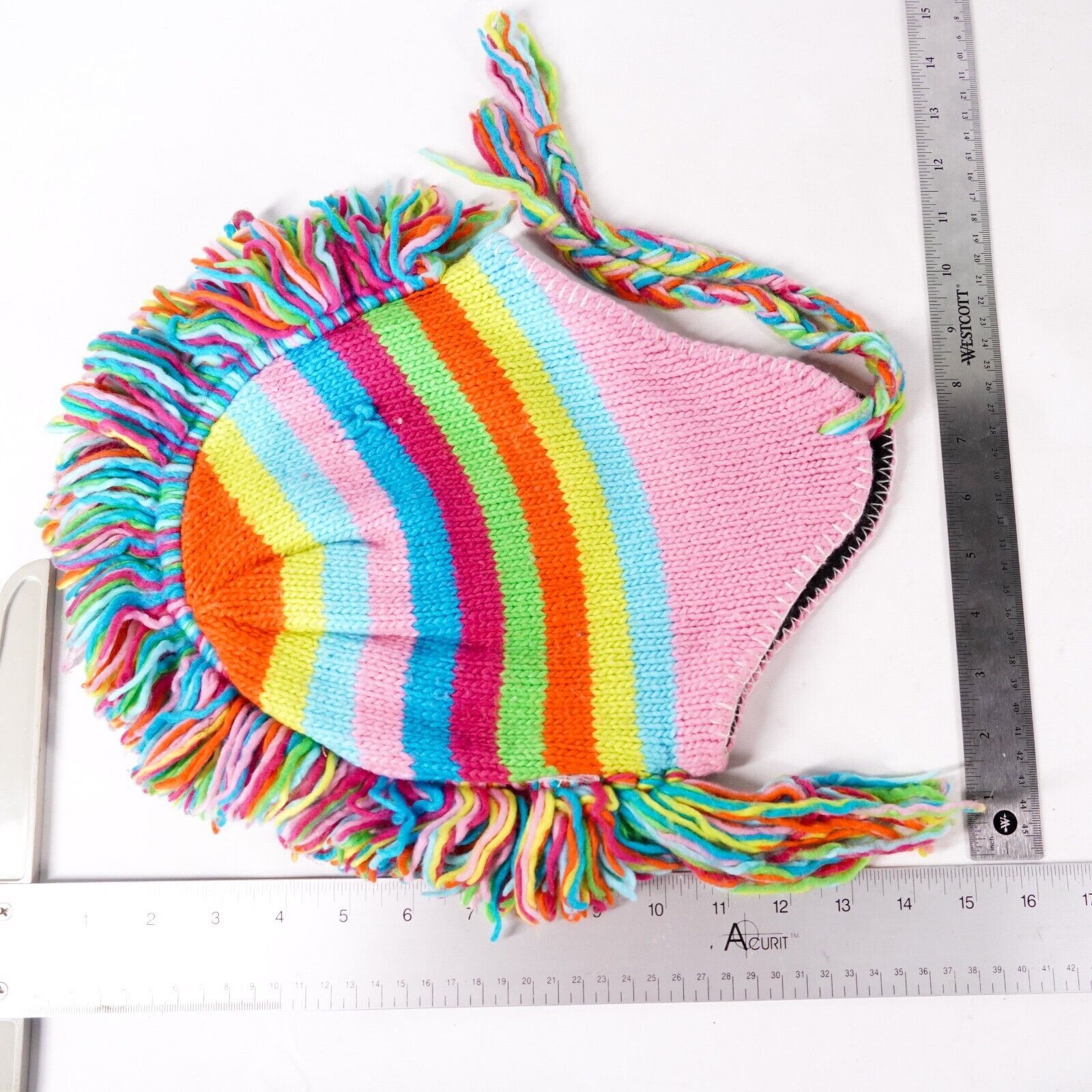 Other Knitted Yarn Rainbow Striped Colorful Hipster Beanie Cap Hat Size ONE SIZE - 4 Thumbnail