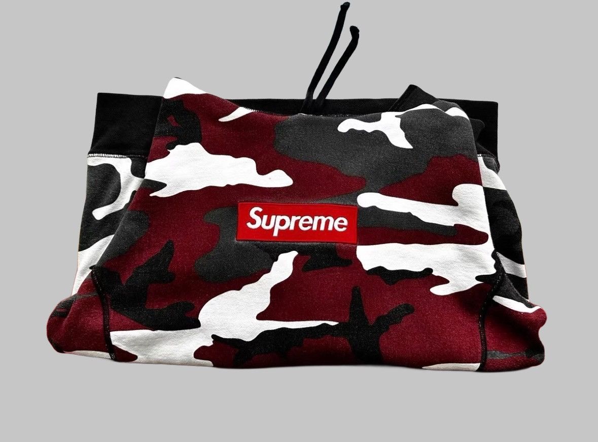 FW13 Supreme Red Camo Box Logo Hoodie