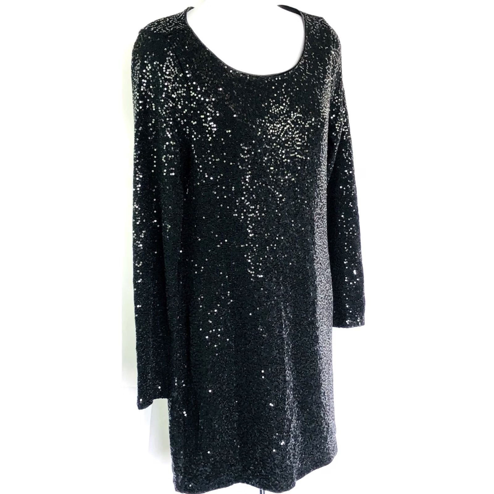 Express Express Mini Dress M Black Sequins Long Sleeves Cocktail Party Disco Club NWOT Size M / US 6-8 / IT 42-44 - 5 Thumbnail