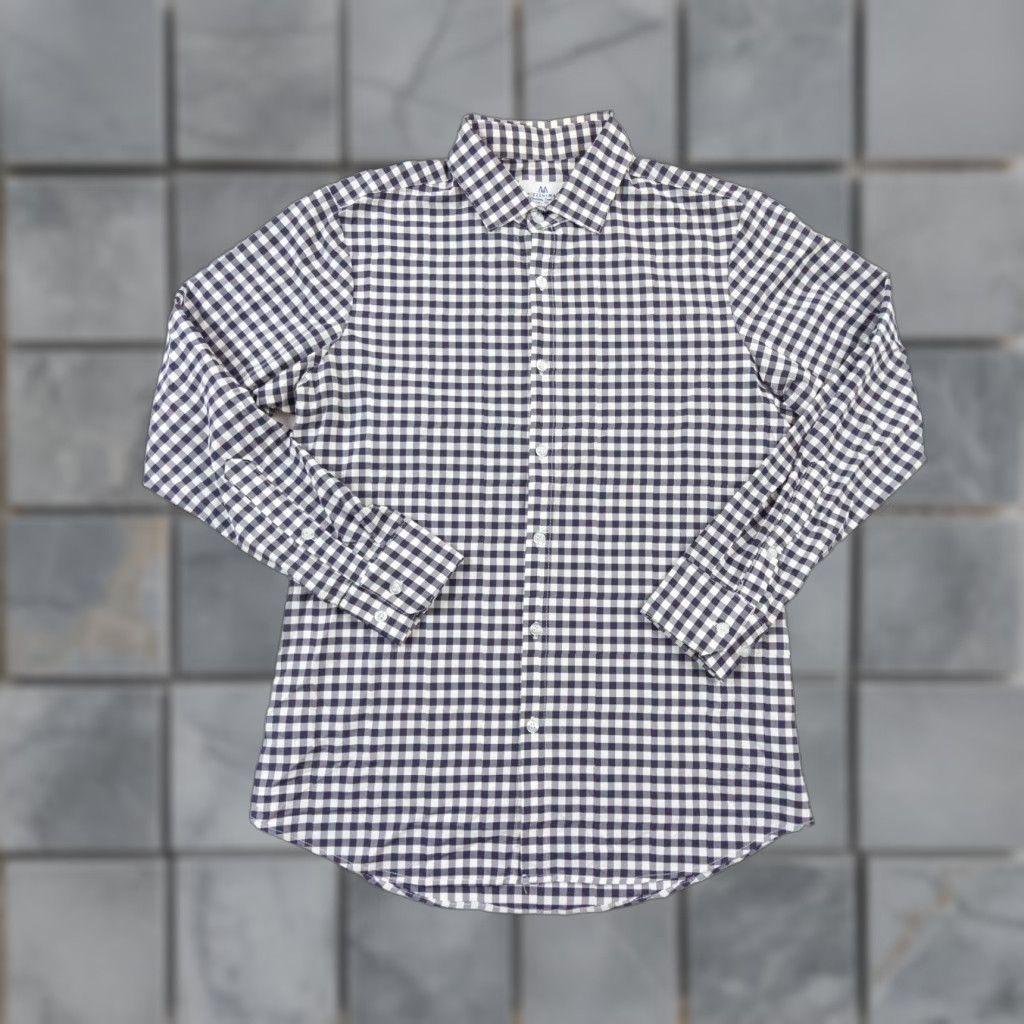 Mizzen+Main Mizzen + Main Shirt Mens Medium Blue Button Down Trim Fit Stretch Plaid Check Size US M / EU 48-50 / 2 - 1 Thumbnail