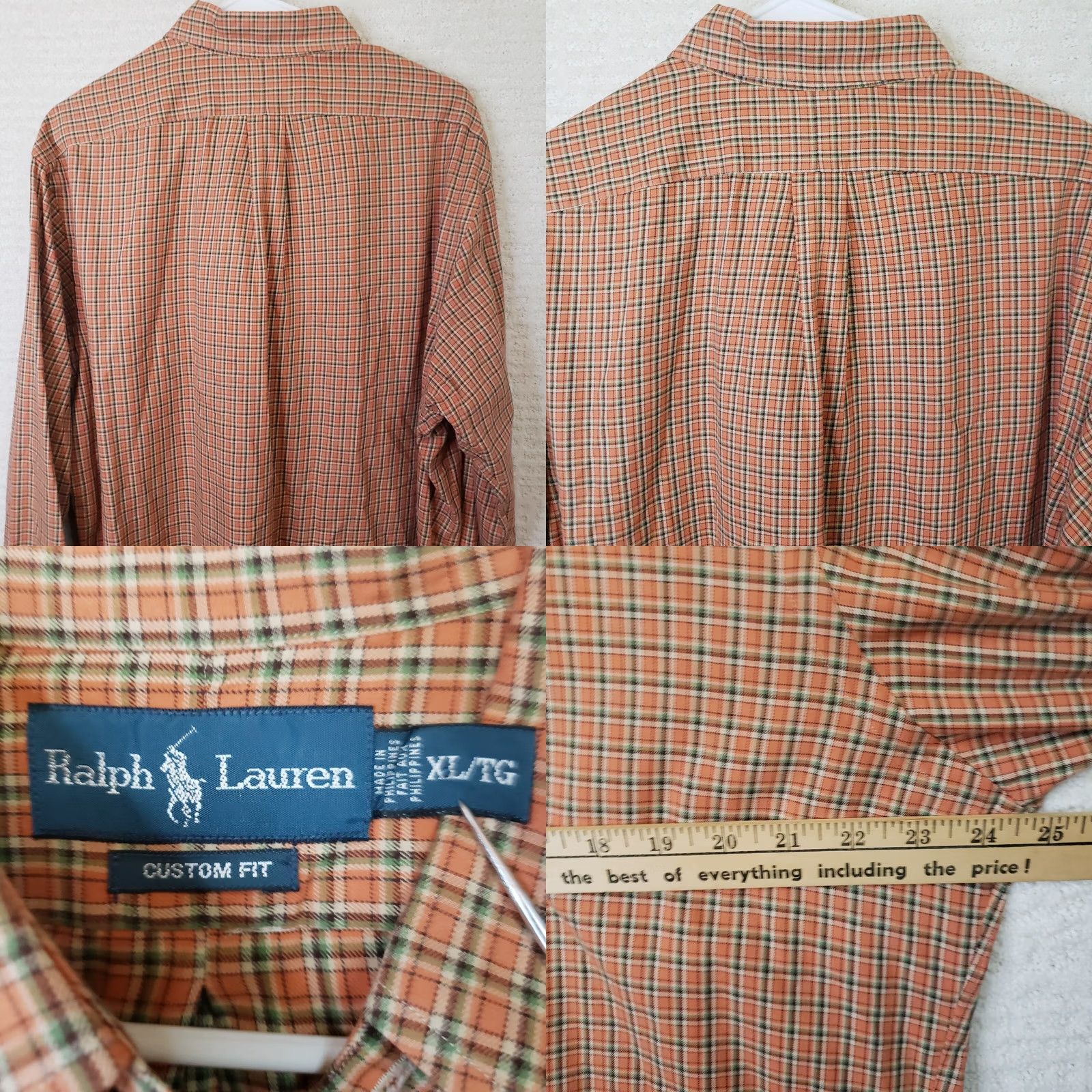 Polo Ralph Lauren Polo Ralph Lauren Orange Plaid Long Sleeve Button-Up Shirt Men’s XL Size US XL / EU 56 / 4 - 8 Thumbnail