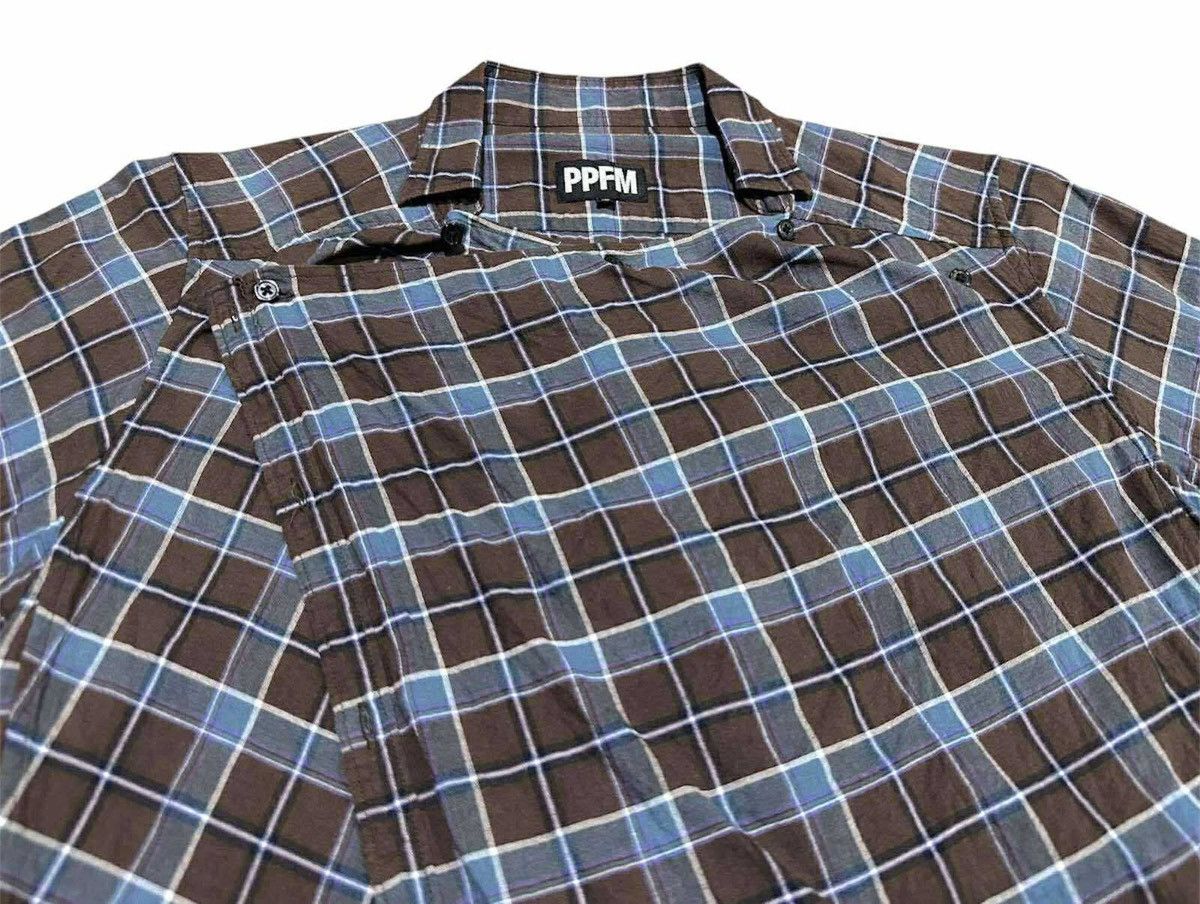 PPFM 🔥Sick Y2K PPFM Draped Asymmetric Flannel Shirt Size US L / EU 52-54 / 3 - 9 Thumbnail