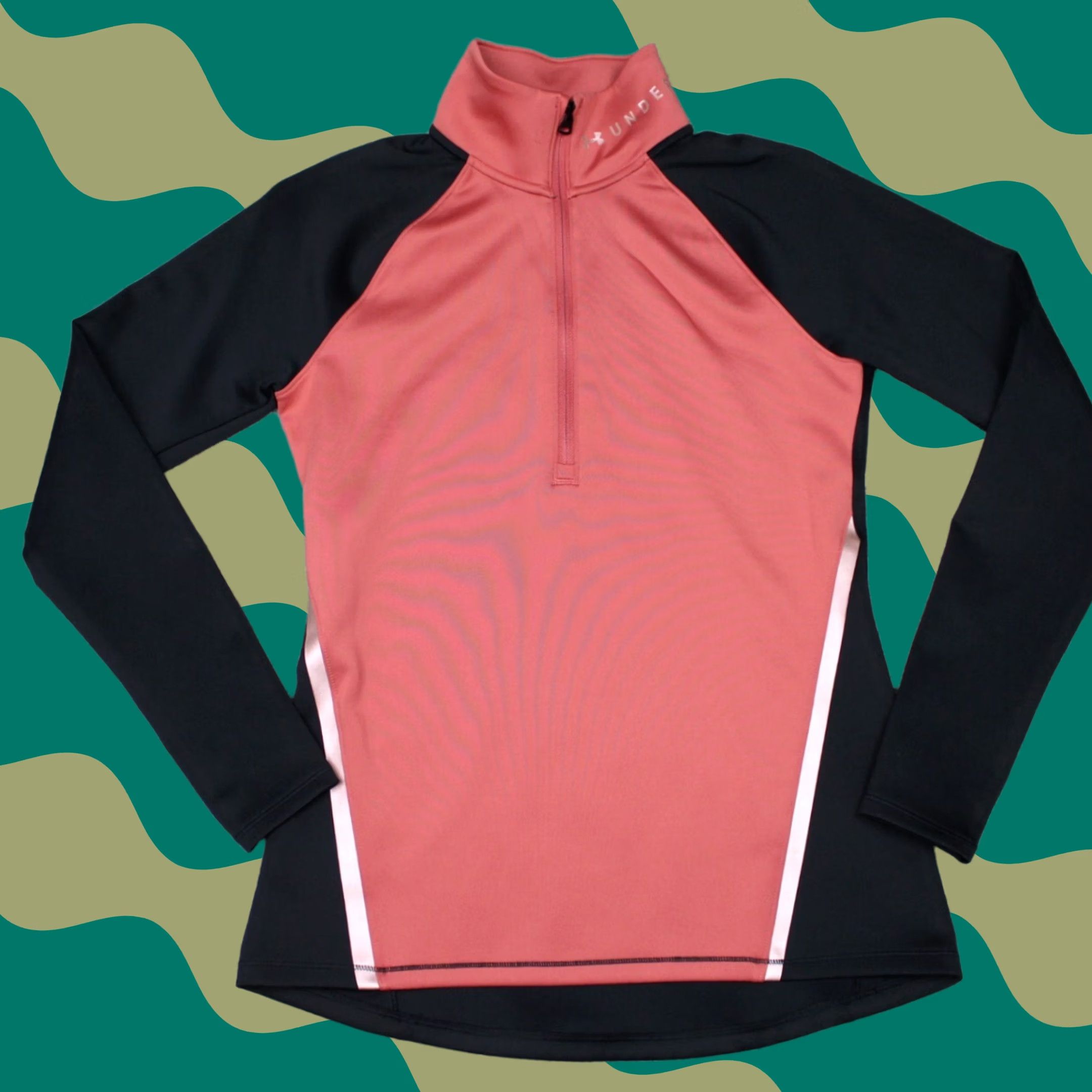 Under Armour Under Armour Sweatshirt Women Medium Pink/Black 1/2 Zip Pullover Polyester Stretch L/S Size M / US 6-8 / IT 42-44 - 1 Thumbnail