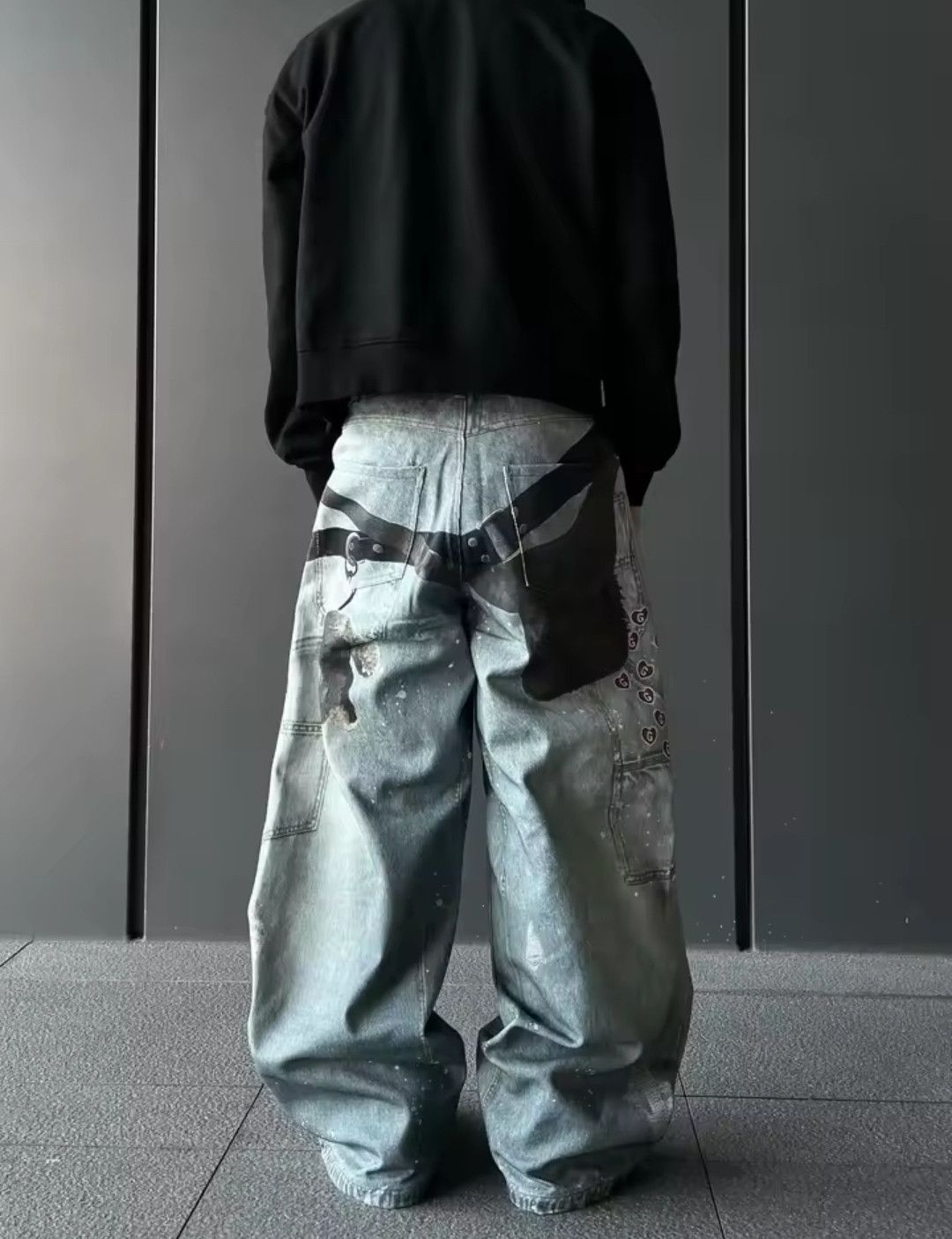 Japanese Brand Printed Hollow Graphic Trendy 2025 Style Jeans Size US 28 / EU 44 - 3 Thumbnail
