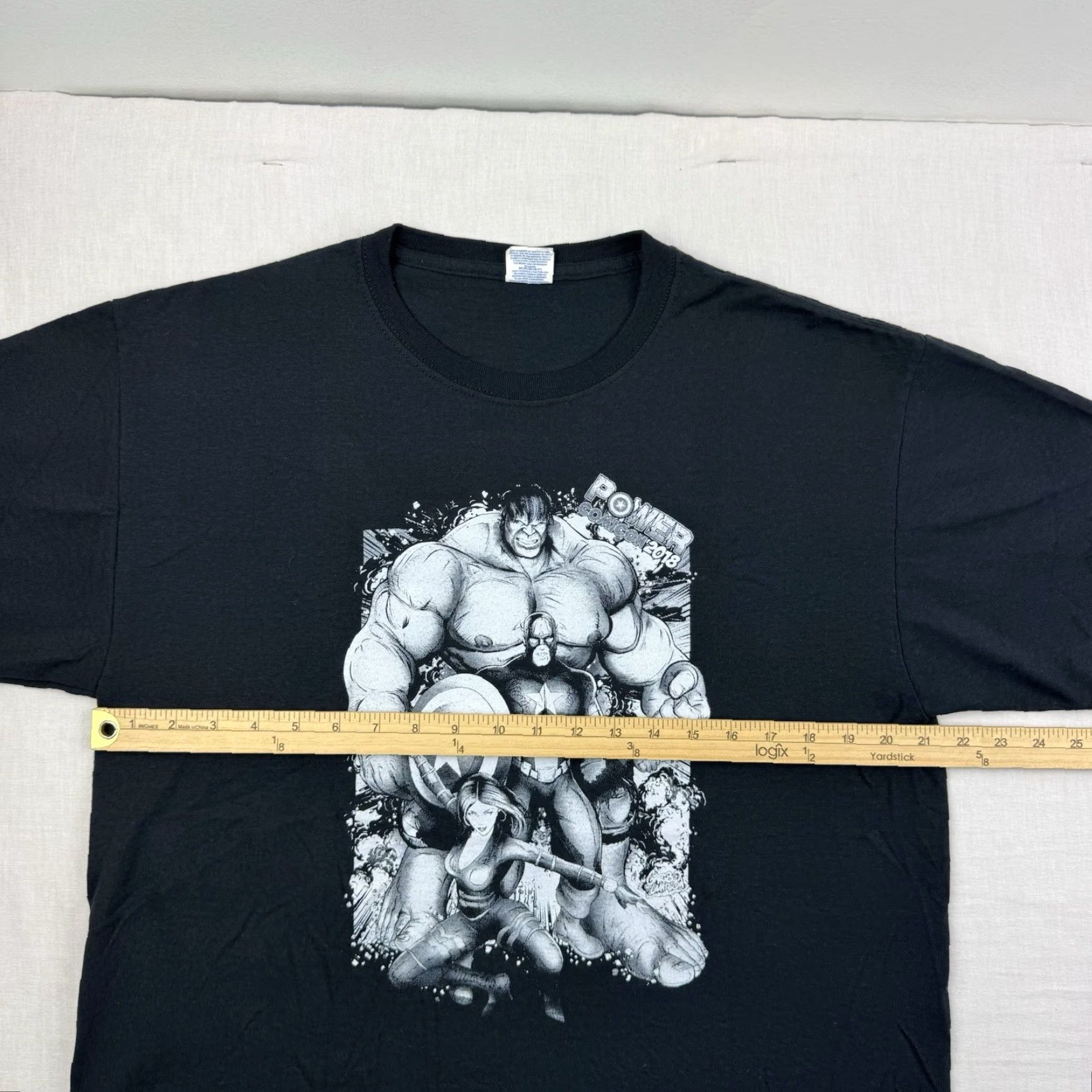 Vintage Power Comicon 2018 T Shirt Adult Large Black Avengers Hulk Captain America Men's Union? Size US L / EU 52-54 / 3 - 7 Thumbnail