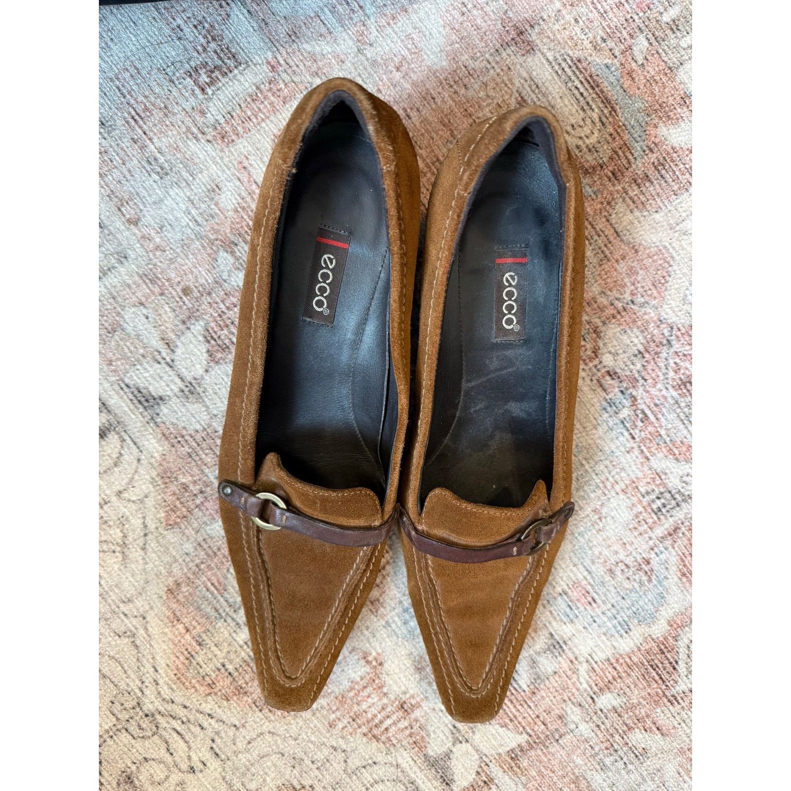 Ecco ECCO Brown Suede Leather Pump Heels w/Buckle Sz EU 39/ US 8 Size US 8 / IT 38 - 5 Thumbnail