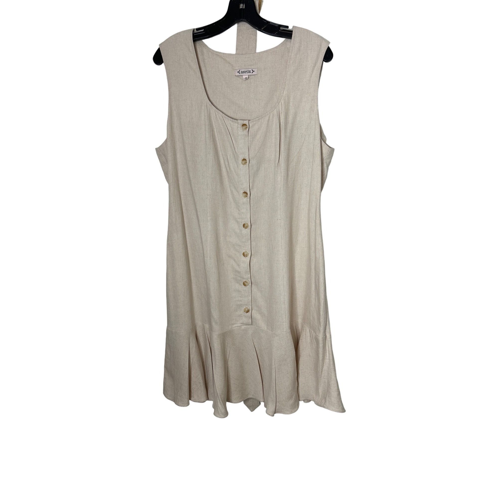 Nanette Lepore NANETTE LEPORE WOMEN'S WHEAT LINEN BELTED SLEEVESS DRESS SZ Size XL / US 12-14 / IT 48-50 - 2 Thumbnail