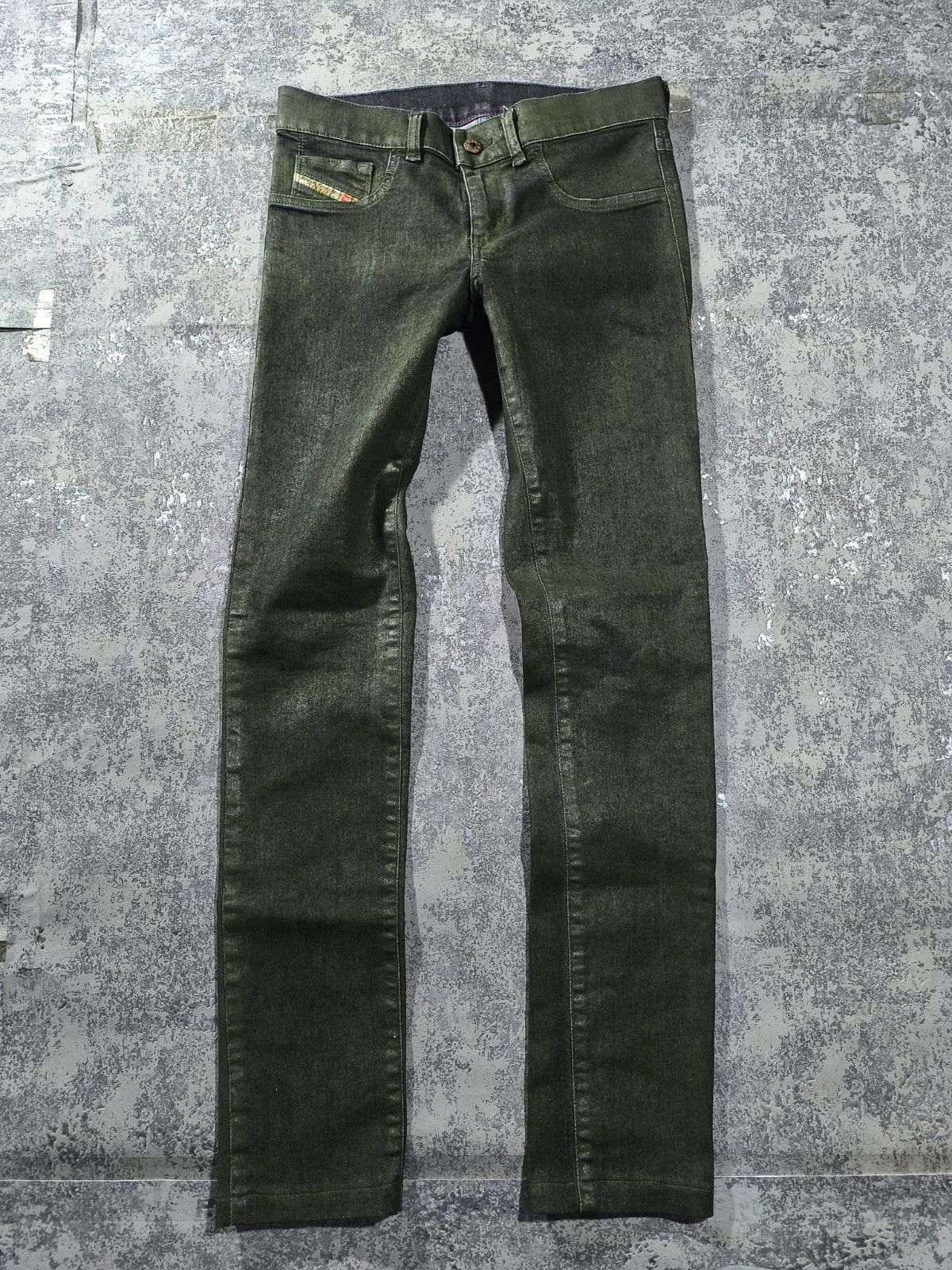 Diesel Diesel Livier Sp Jeans Waxed Coated Slime Green Skinny Size 28" / US 6 / IT 42 - 2 Thumbnail