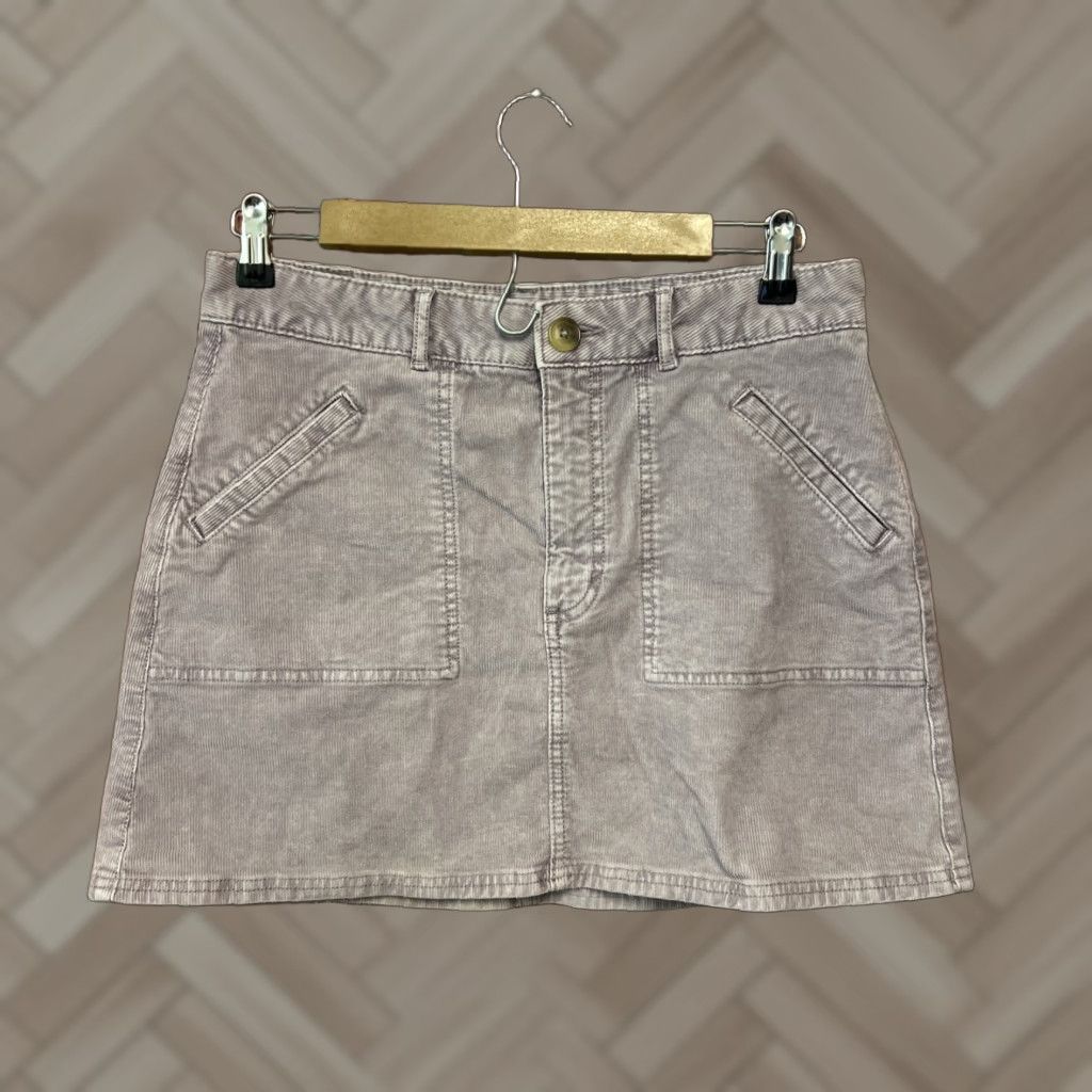American Eagle Outfitters American Eagle Outfitters Skirt Womens A-Line Mini Corduroy Purple 8 High Rise Button Zipper Size 30" / US 8 / IT 44 - 1 Thumbnail