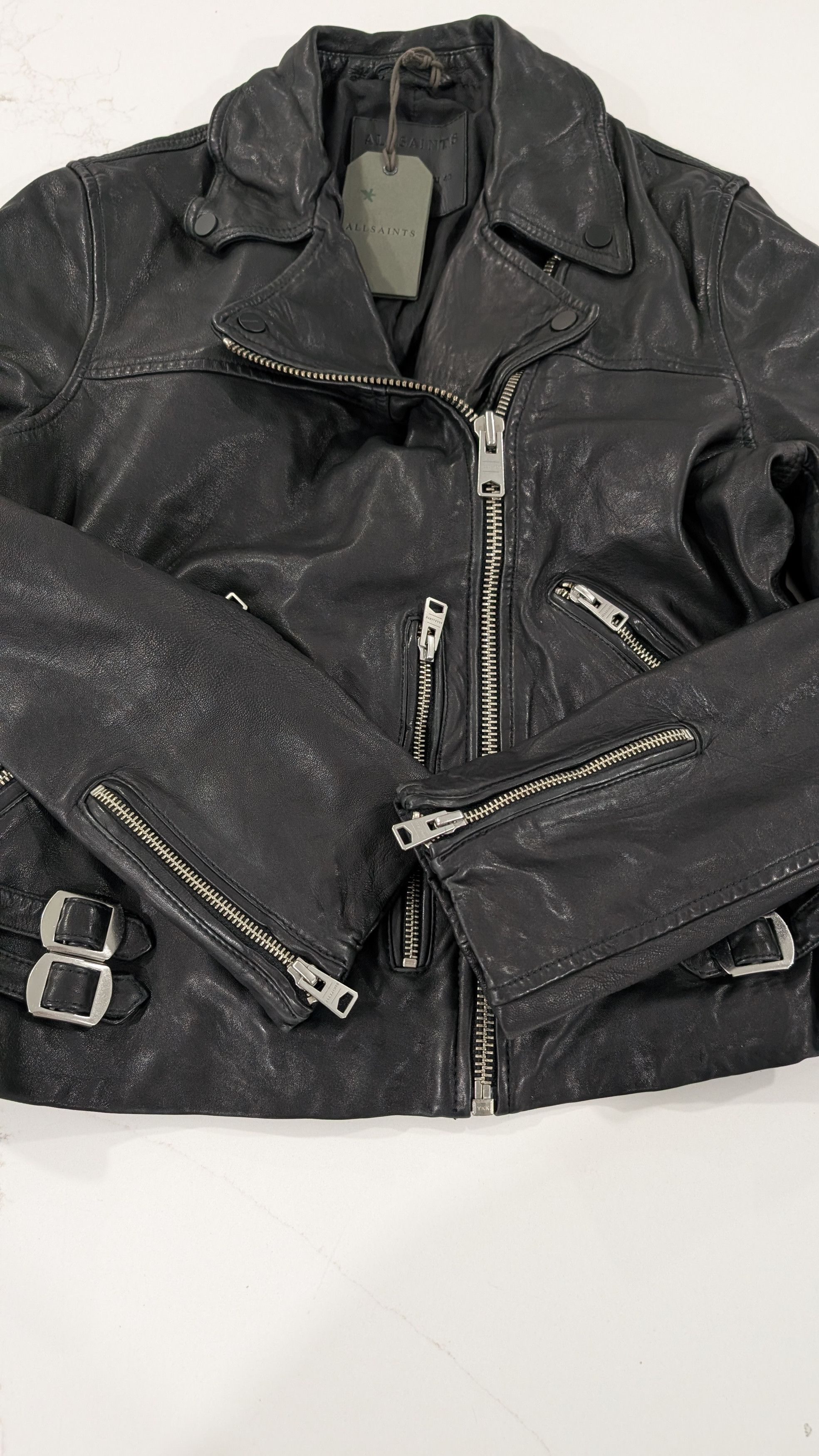 Allsaints ALLSAINTS Prescott Leather Biker Jacket. Size. 8 Size M / US 6-8 / IT 42-44 - 9 Thumbnail