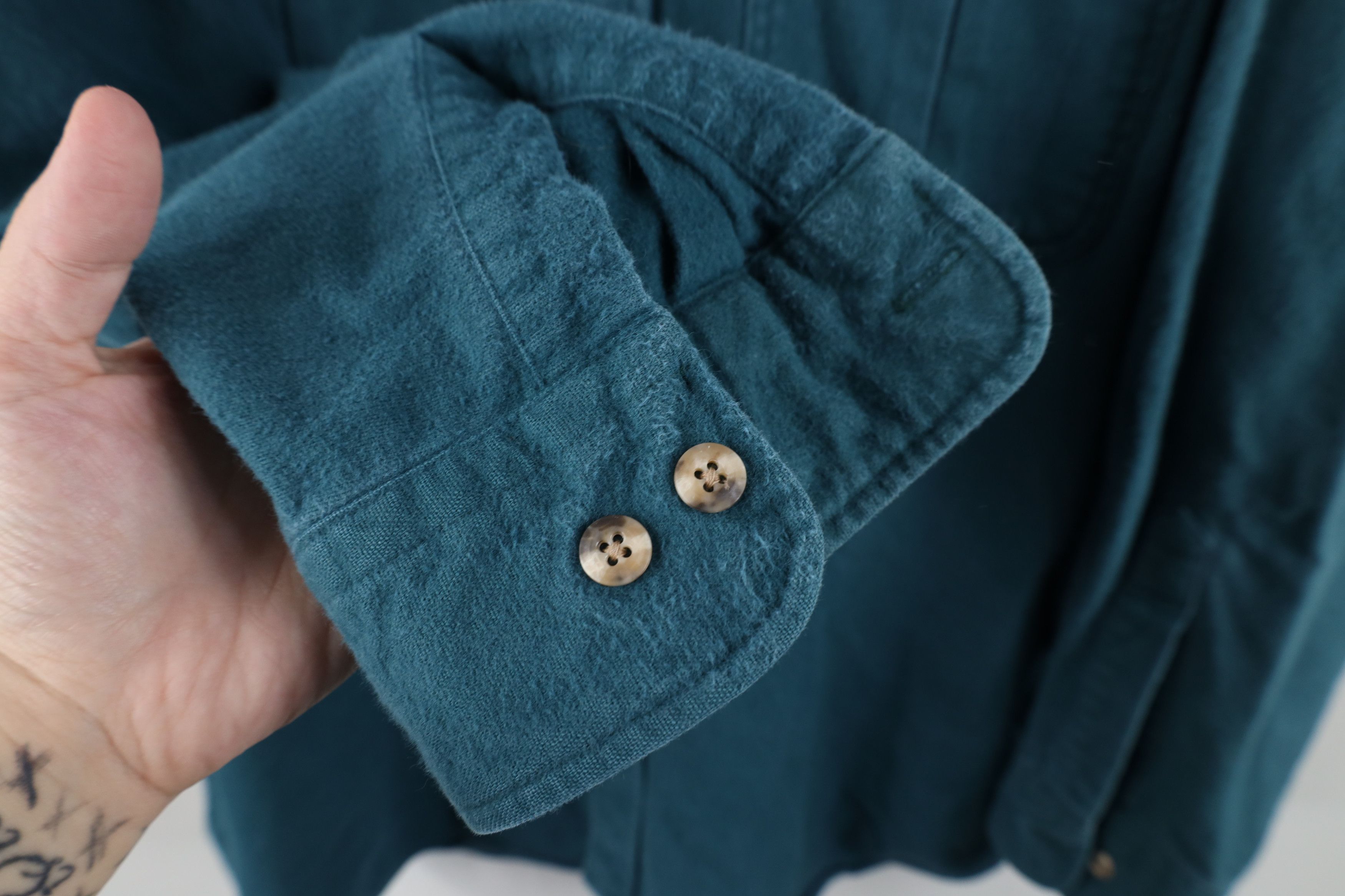 Vintage Vintage 90s Streetwear Cloth Collared Button Shirt Green Size US XL / EU 56 / 4 - 4 Thumbnail