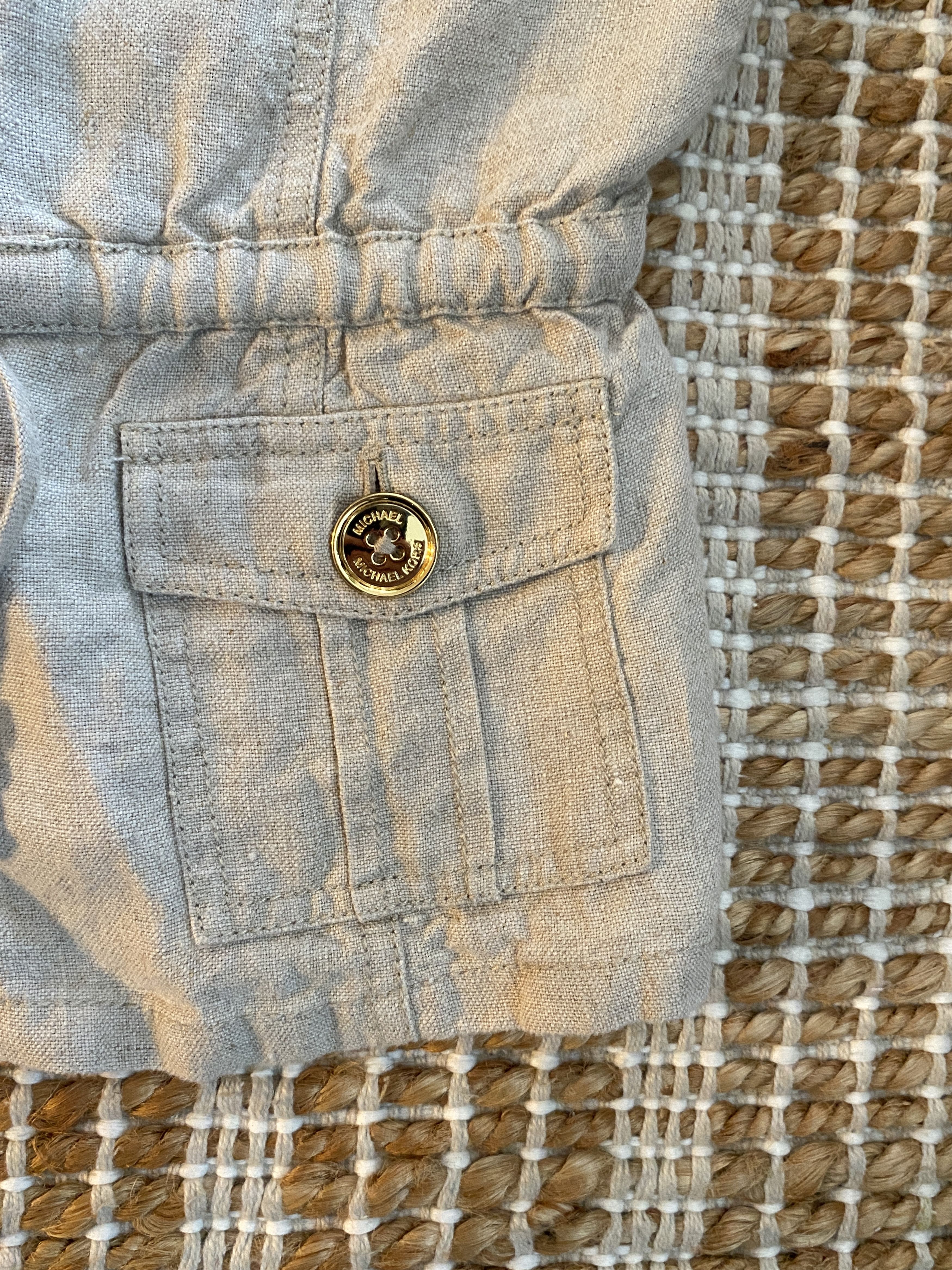 Michael Kors Michael Kors Black Linen Short Sleeve Button-Down Blouse Size S / US 4 / IT 40 - 10 Thumbnail